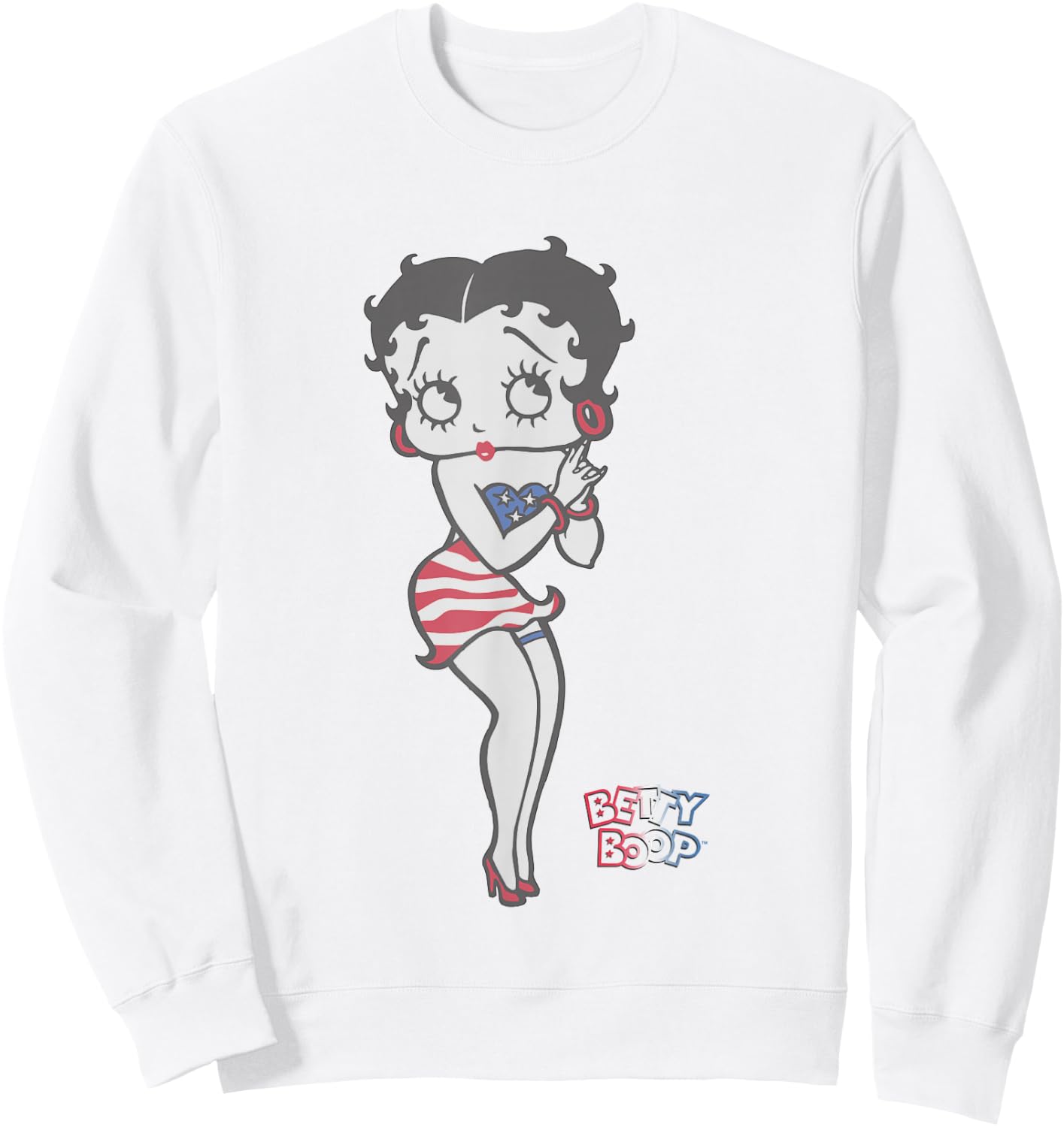 Betty Boop 4th Of July Red White & Betty Sweatshirt - Sweatshirt | White