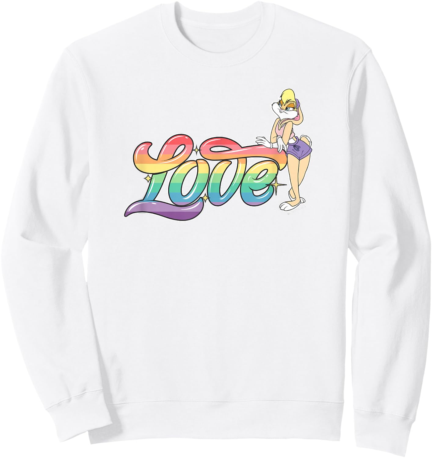 Looney Tunes Lola Bunny Love Cursive Rainbow Sweatshirt - Sweatshirt | White