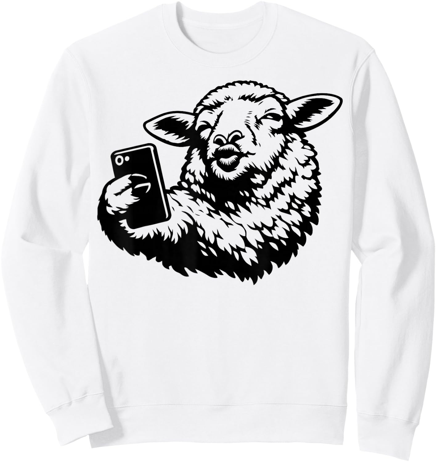 Funny Sheep Selfie Social Media Influencer Satire Graphic Sweatshirt - Sweatshirt | White