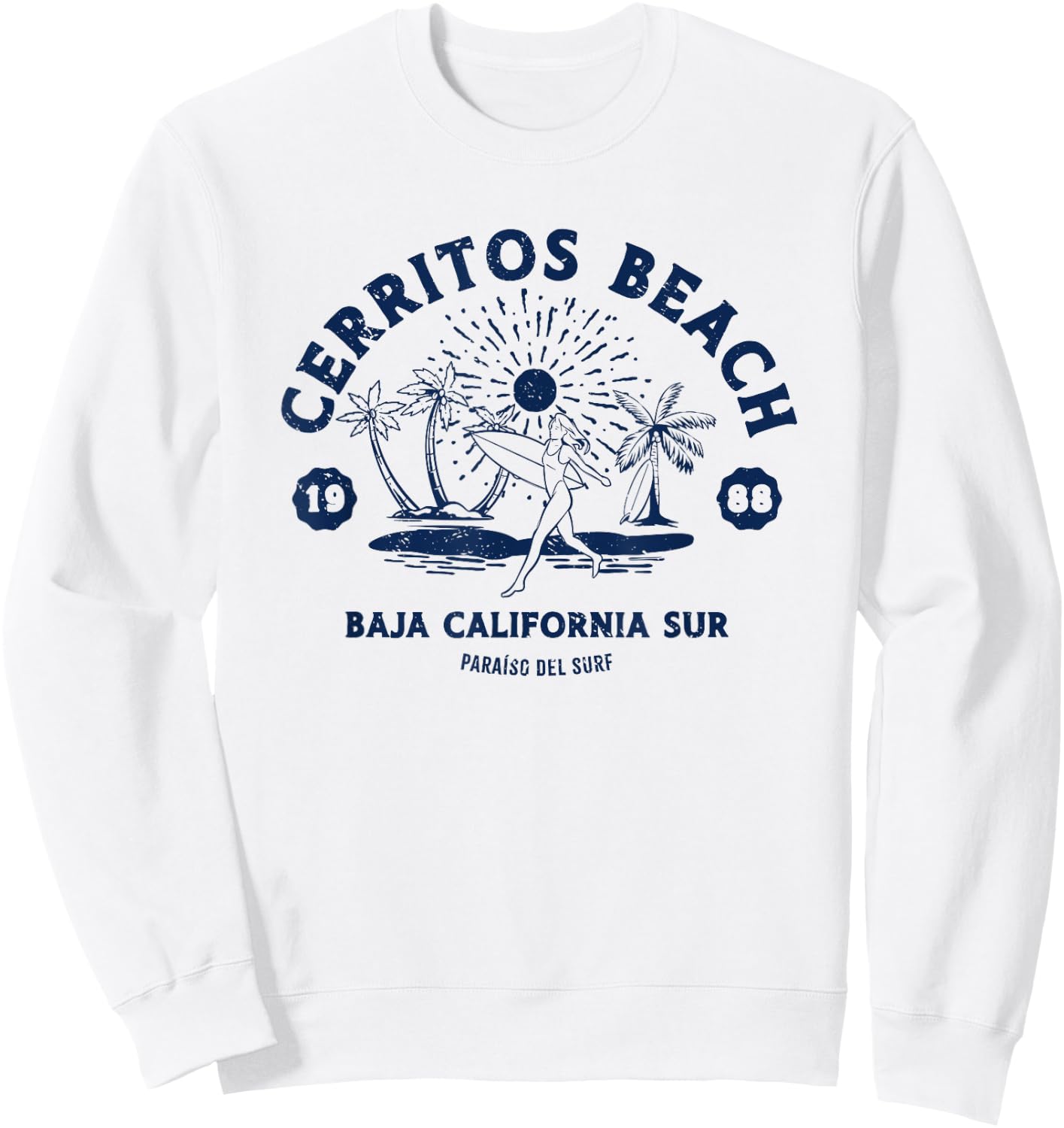 Retro Surfing Cerritos Beach Baja California Sur Surfer Sweatshirt - Sweatshirt | White