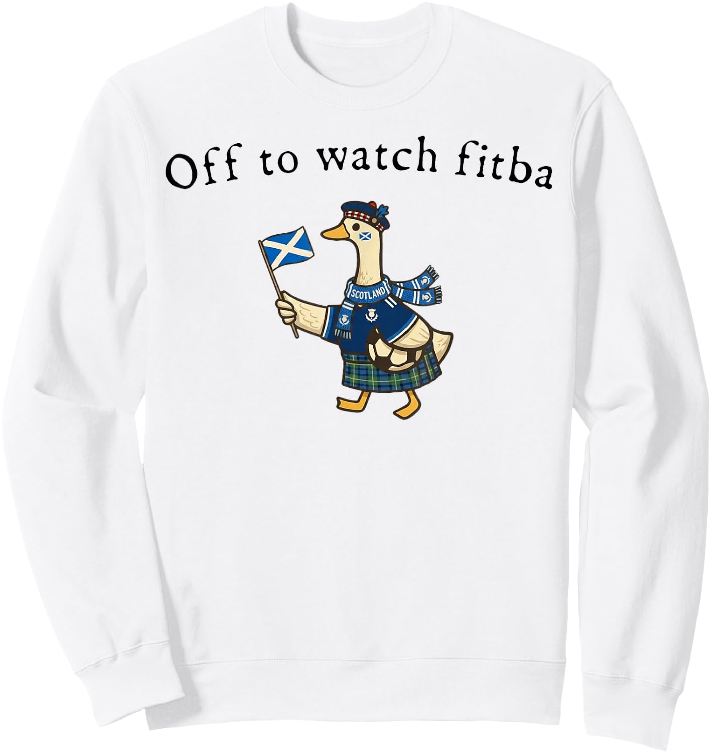 Off to Watch Fitba Scottish Goose Sweatshirt - Sweatshirt | White
