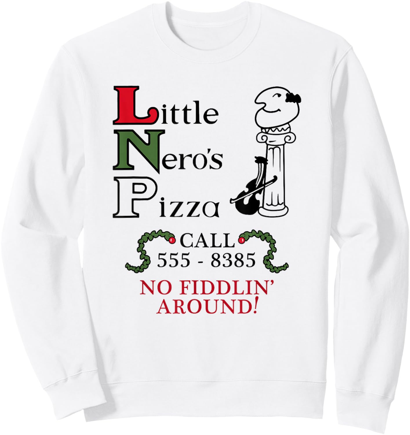 Wayward Little Nero's Pizza -Adults White Short Sleeve Classic Fit Small Sweatshirt - Sweatshirt | White