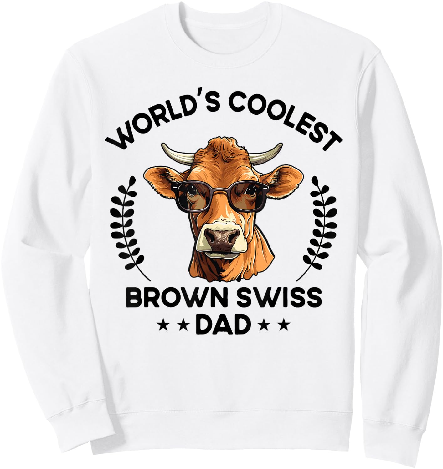 World's Coolest Cow Dad Papa - Men Farmer Brown Swiss Sweatshirt - Sweatshirt | White