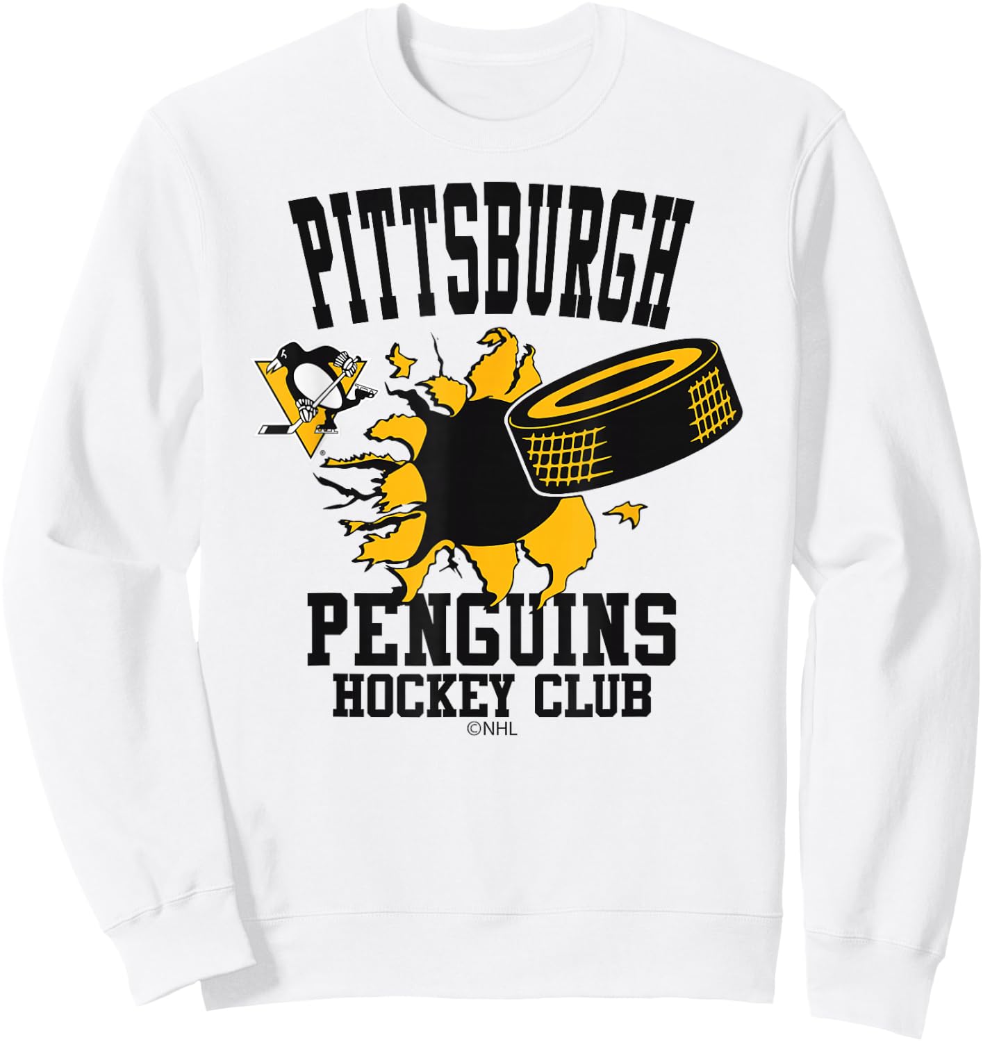 Pittsburgh Penguins Hockey Puck Burst Gray Sweatshirt - Sweatshirt | White