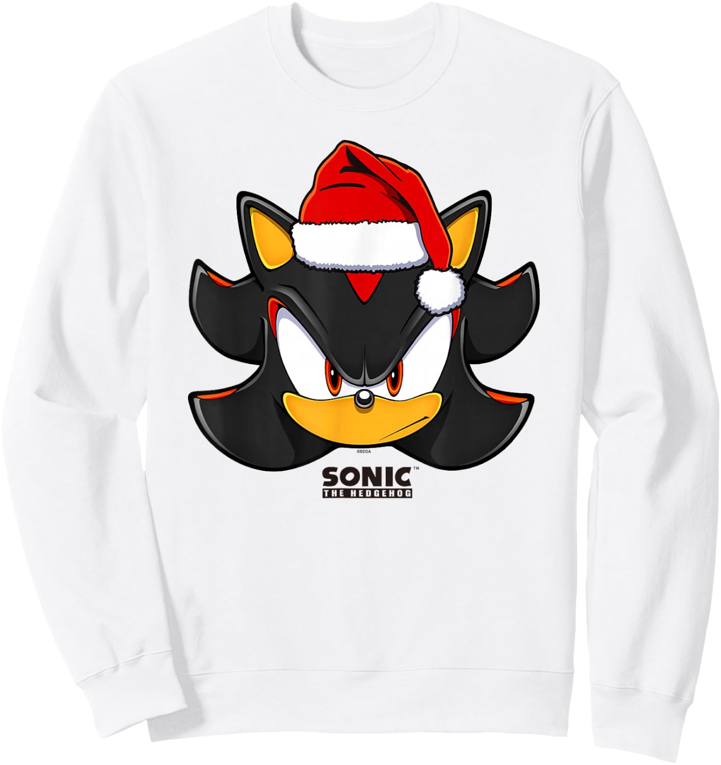 Sonic The Hedgehog Christmas Shadow Santa's Hat Portrait Sweatshirt - Sweatshirt | White