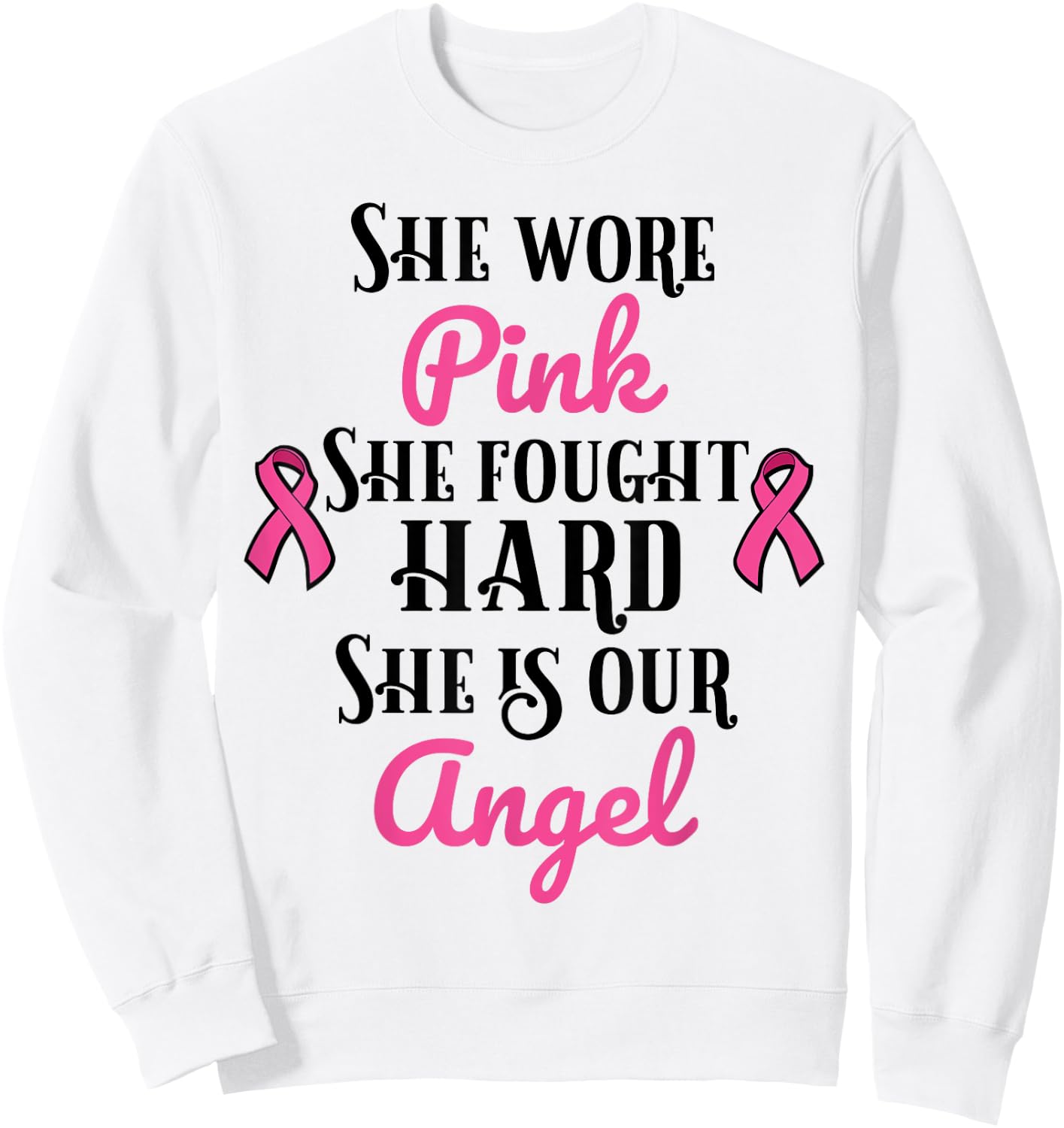 Breast Cancer Remembrance Angel Sweatshirt - Sweatshirt | White
