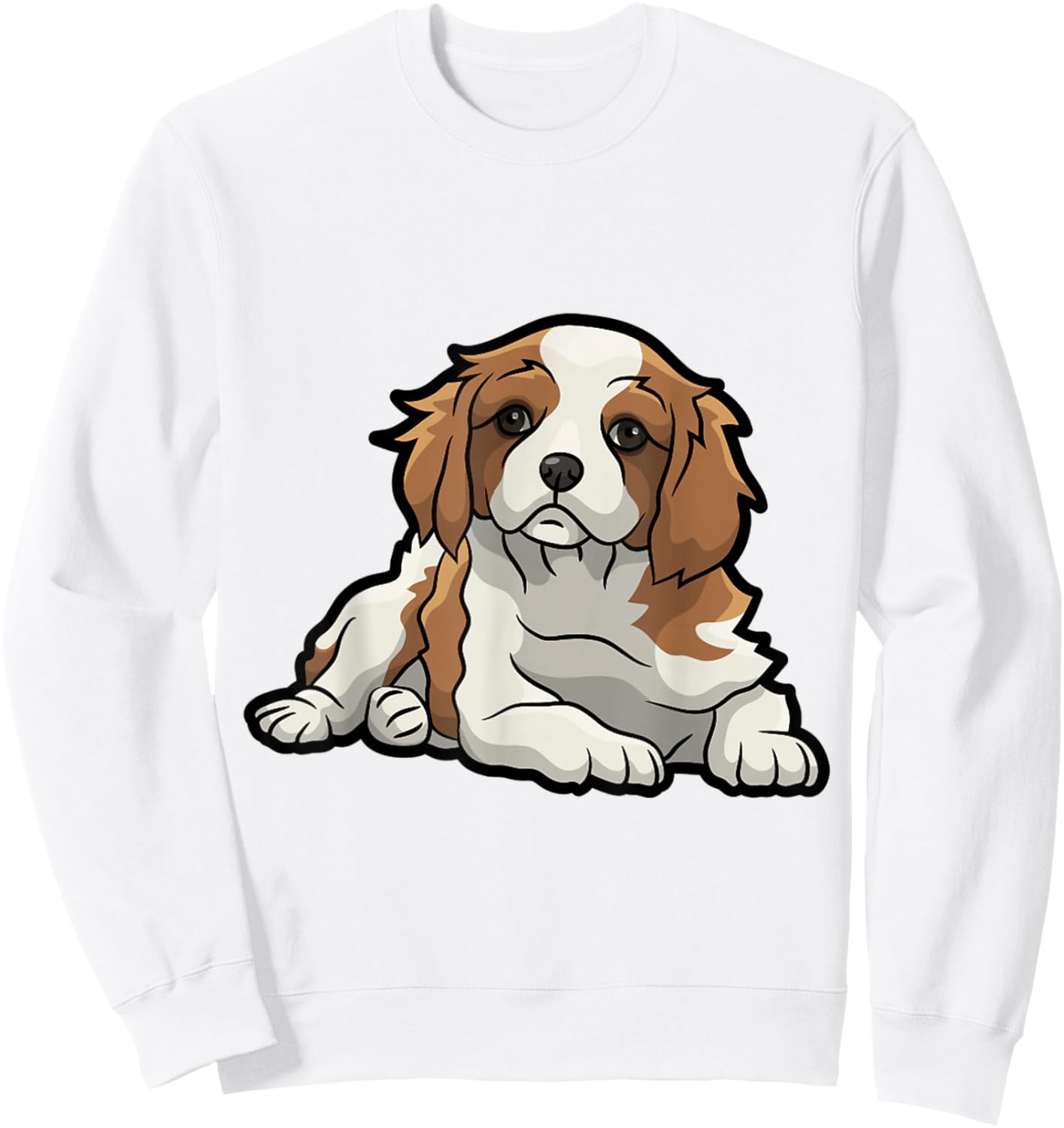 Cute Blenheim Cavalier King Charles Spaniel Puppy Sweatshirt - Sweatshirt | White
