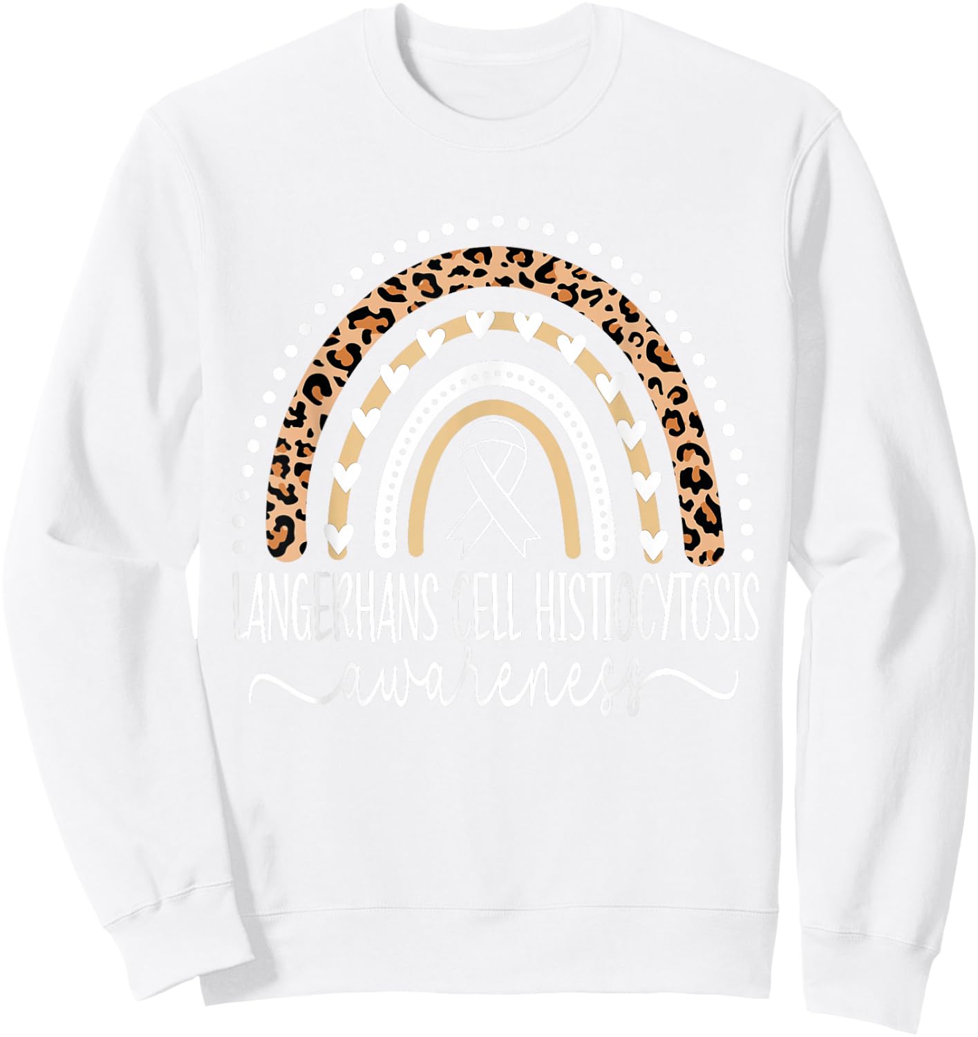 Langerhans Cell Histiocytosis LCH Awareness Leopard Rainbow Sweatshirt - Sweatshirt | White