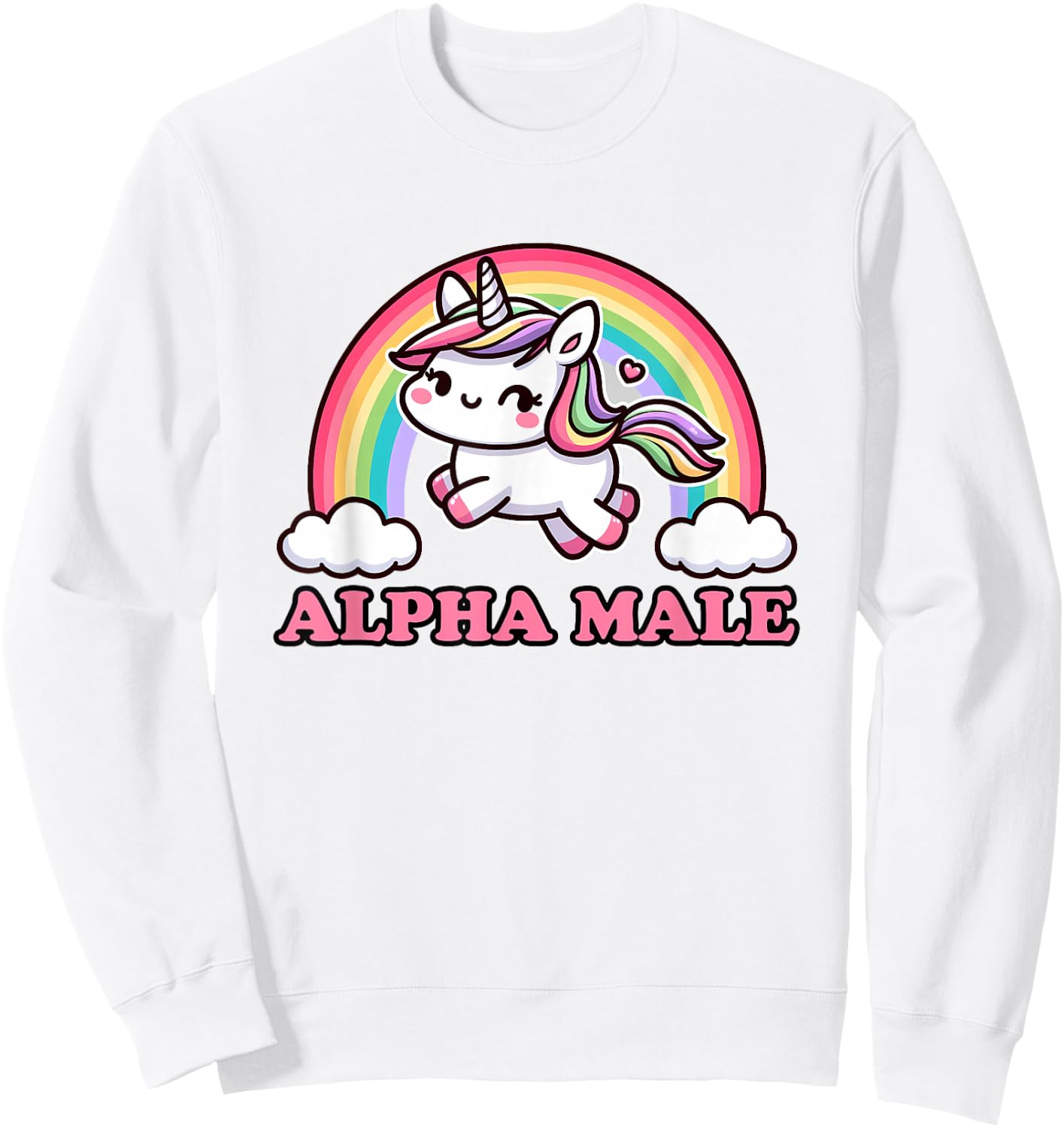 Funny Ironic Men Cute Alpha Male Unicorn Sweatshirt - Sweatshirt | White