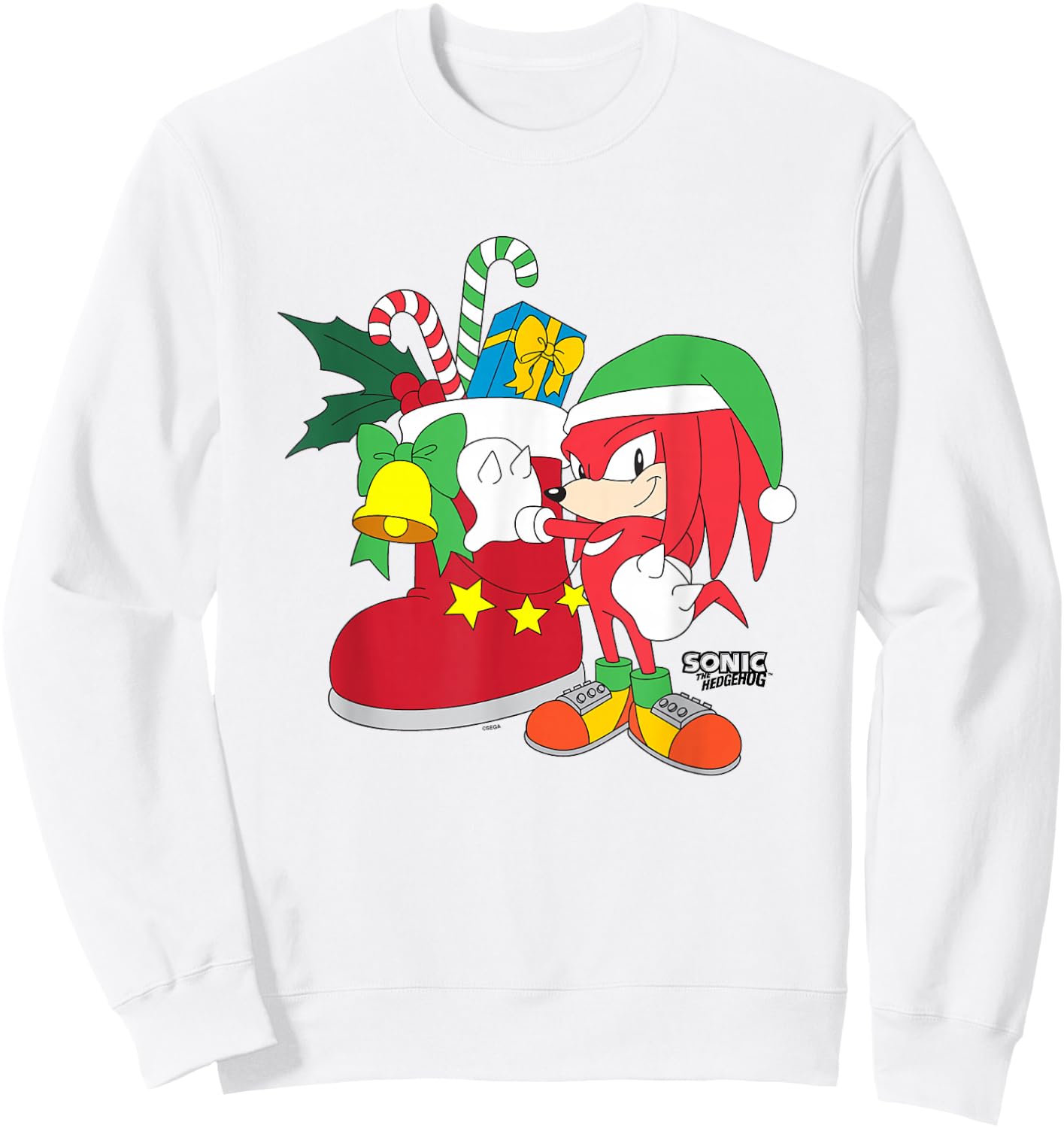 Sonic The Hedgehog Christmas Knuckles The Echidna Presents Sweatshirt - Sweatshirt | White