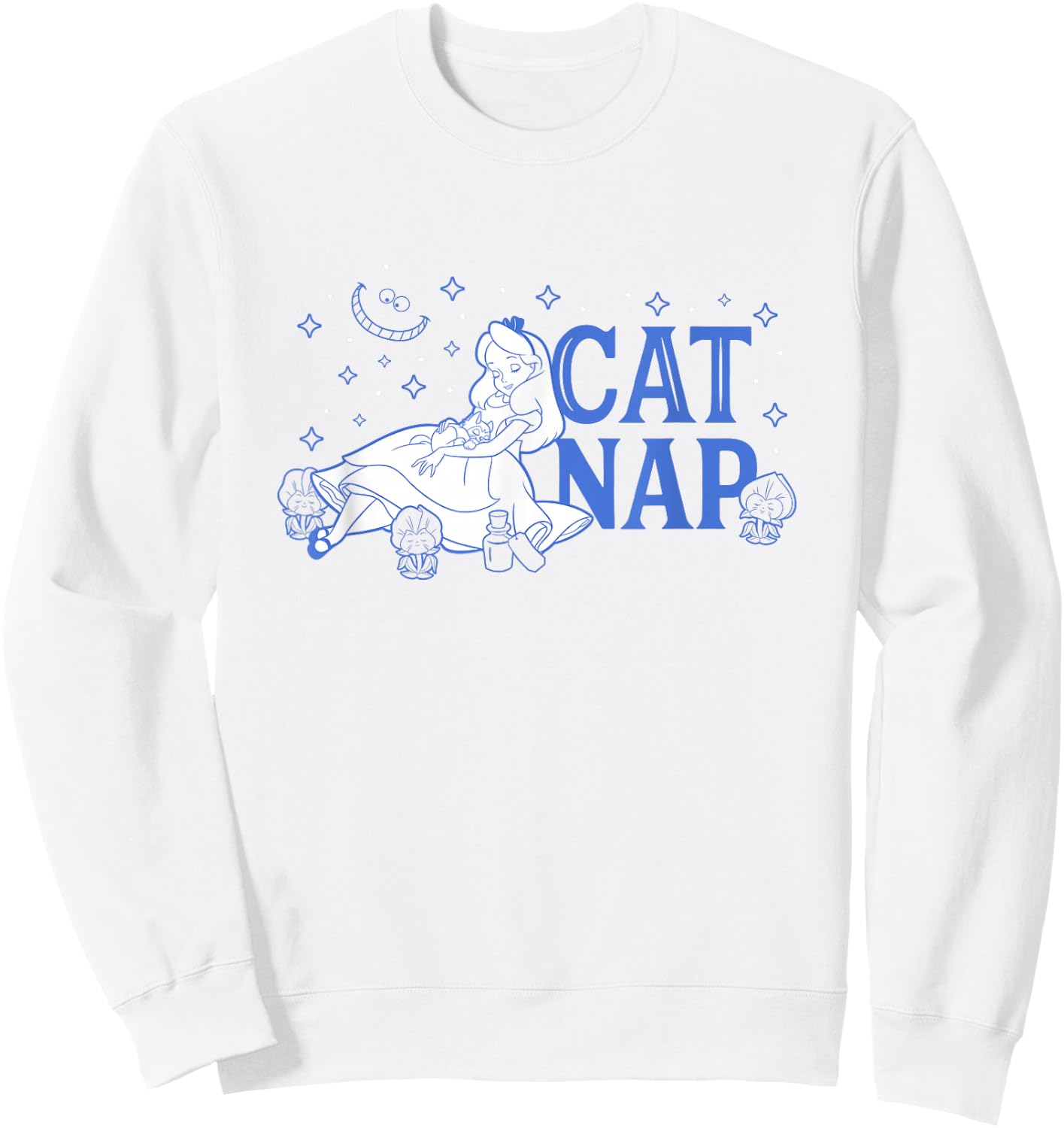 Disney Alice in Wonderland Cat Nap Surrounded by Pansies Sweatshirt - Sweatshirt | White