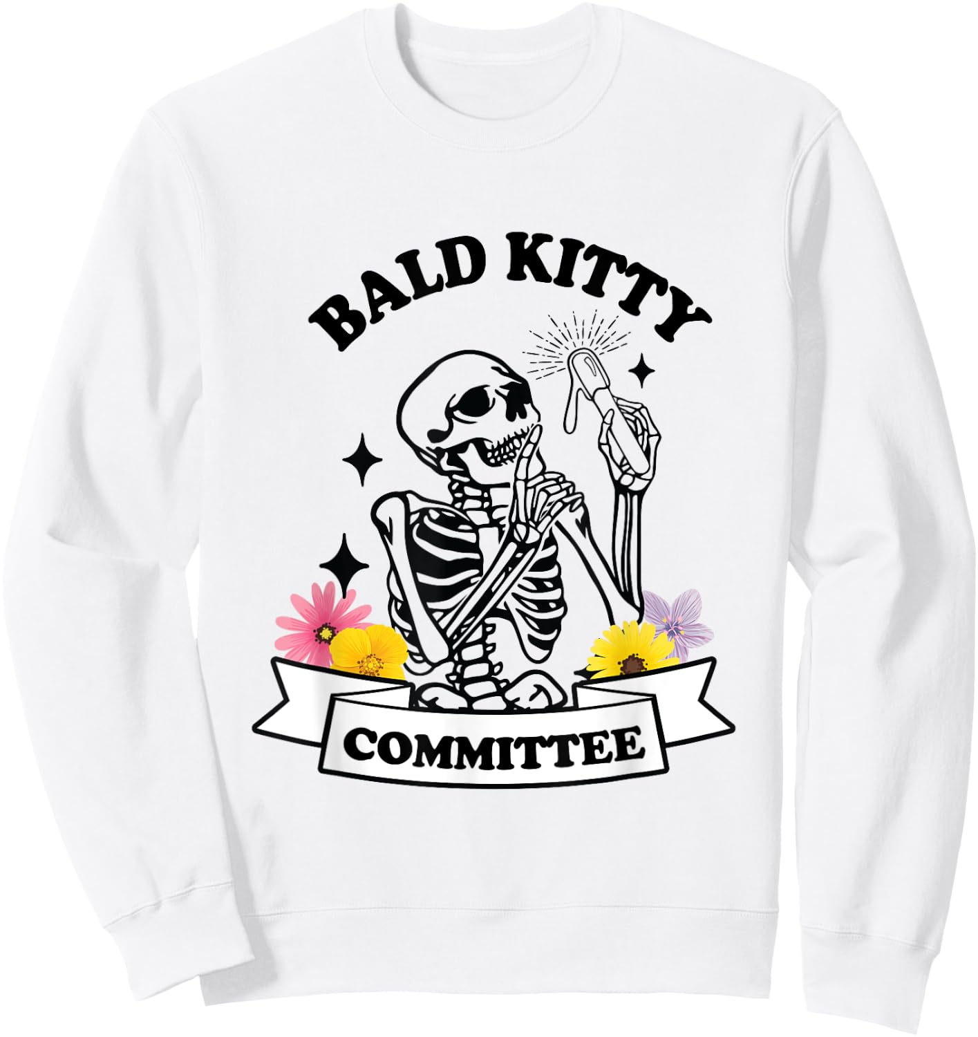 Bald Kitty Committee Waxer Esthetician Brazilian Waxing Sweatshirt - Sweatshirt | White