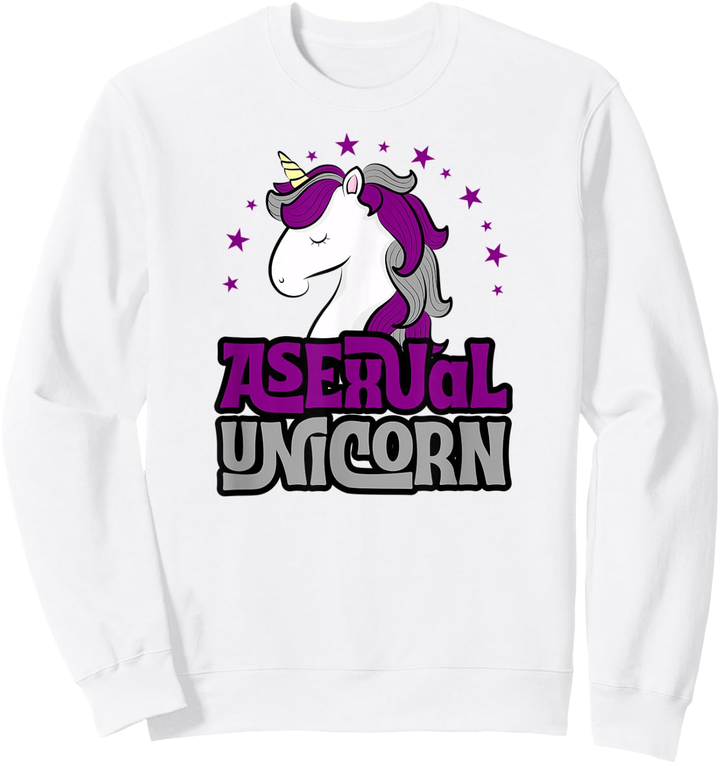 Asexual Unicorn Cute Girly Magical Ace Pride Flag Stuff Art Sweatshirt - Sweatshirt | White