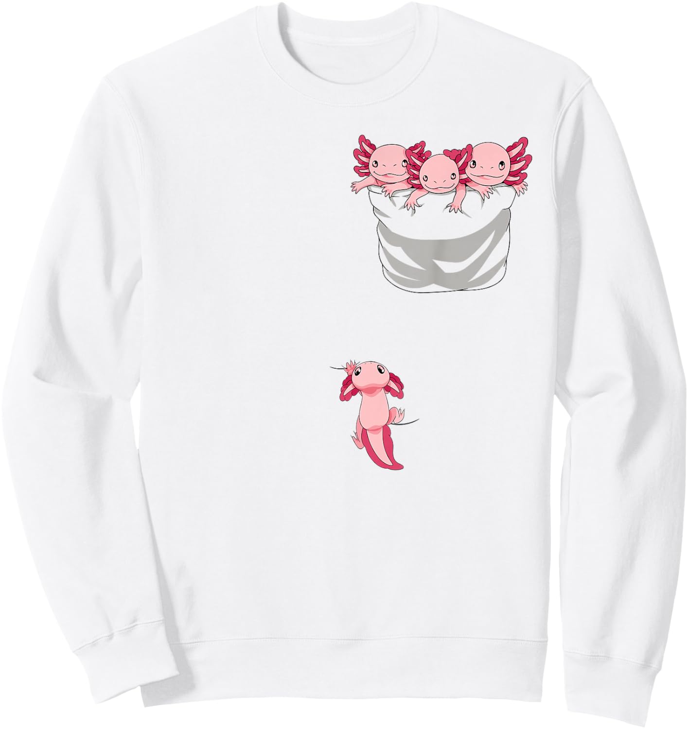 Axolotl Shirts for Girls Women Kid Axolotl Playing in Pocket Sweatshirt - Sweatshirt | White