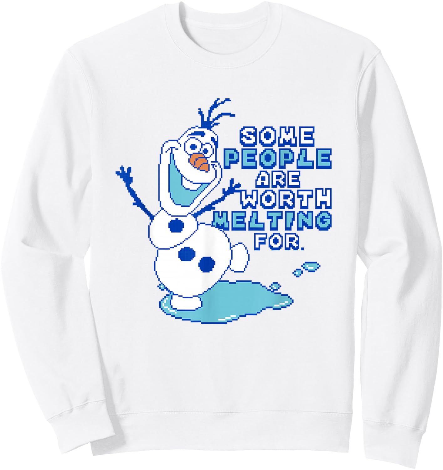 Disney Frozen Some People Are Worth Melting For Pixel Olaf Sweatshirt - Sweatshirt | White