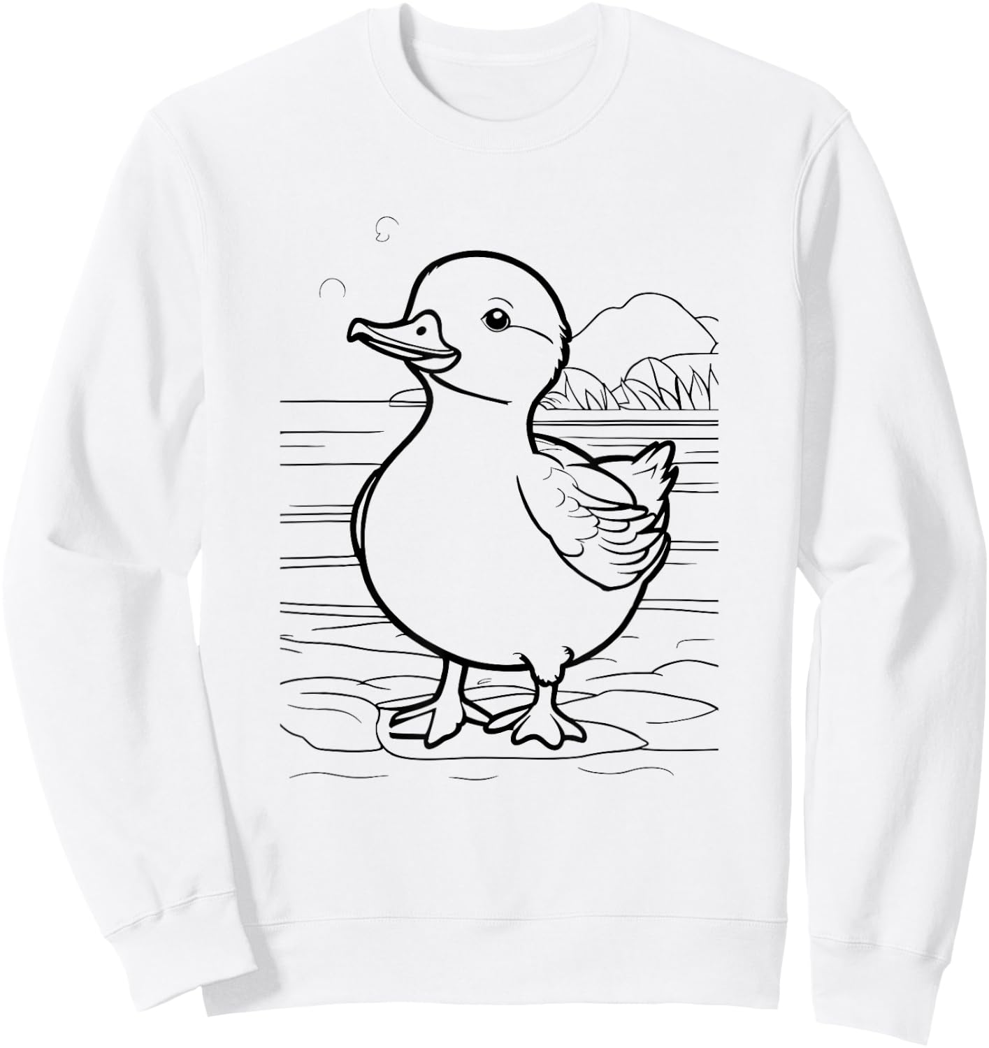 Duck by the lake for children to colour with textile pens DIY Sweatshirt - Sweatshirt | White