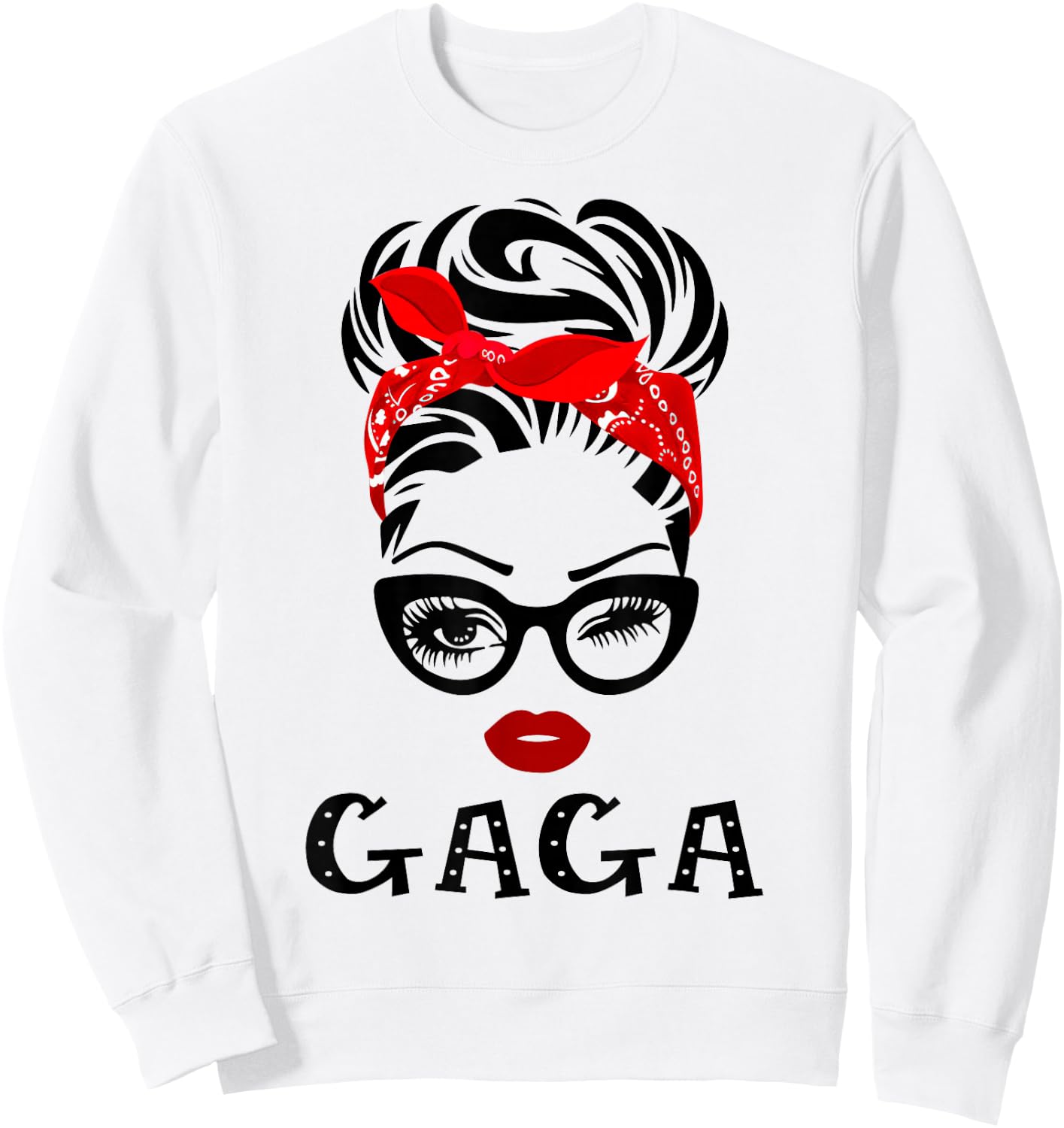 GAGA Wink Eye Woman Face Gift GAGA Grandma Sweatshirt - Sweatshirt | White