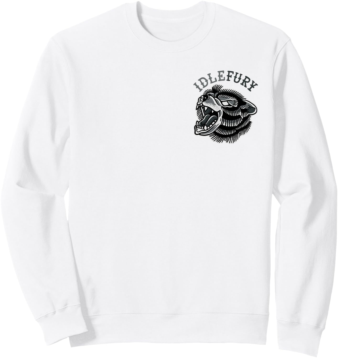 VIEW BACK PRINT Idle Fury Ash Bear Tattoo Art Streetwear Sweatshirt - Sweatshirt | White