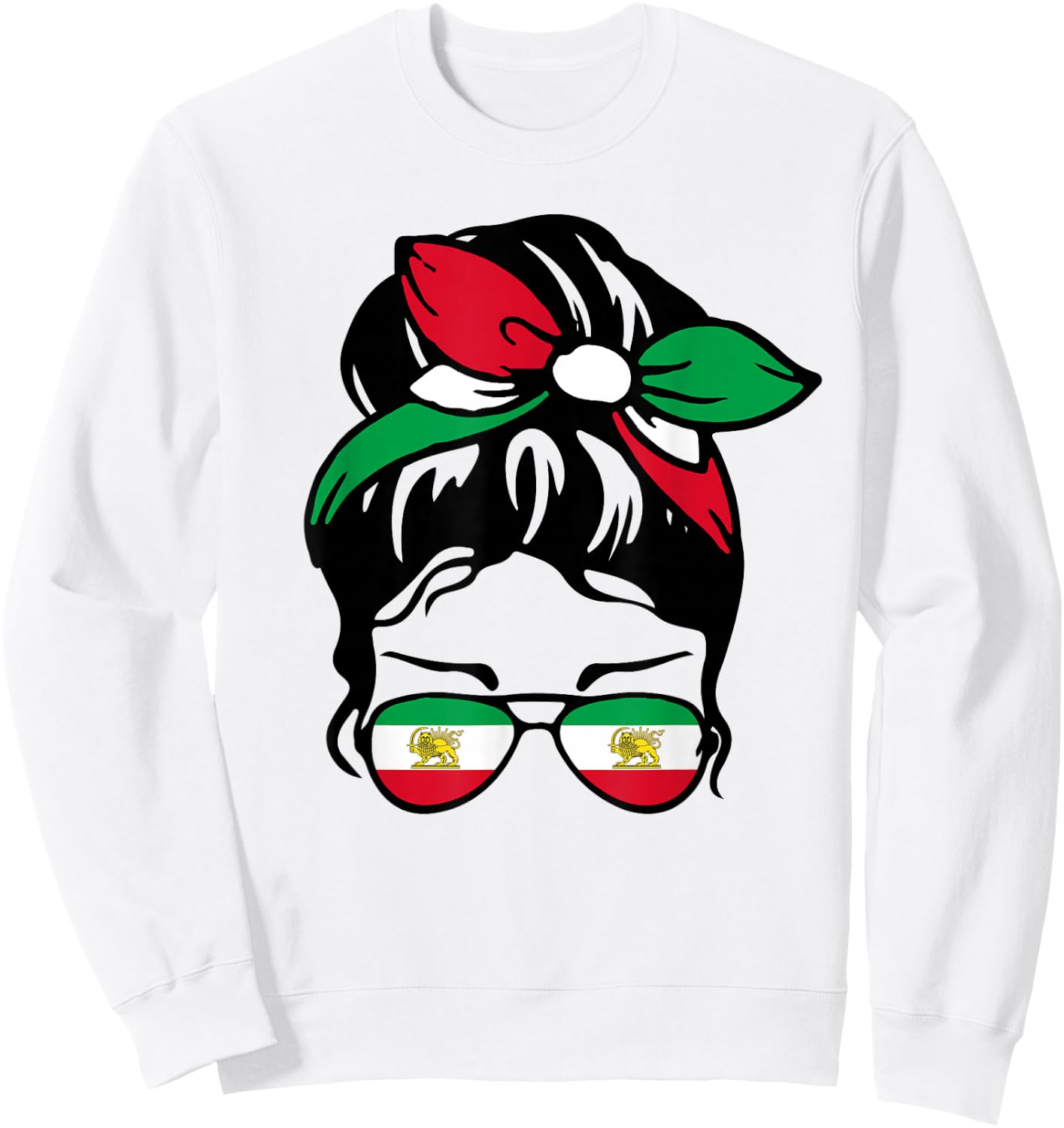 Patriotische Iran-Flagge, iranisch, niedlich, unordentlich, Dutt, Mädchen, Mutter, Kinder Sweatshirt - Sweatshirt | White