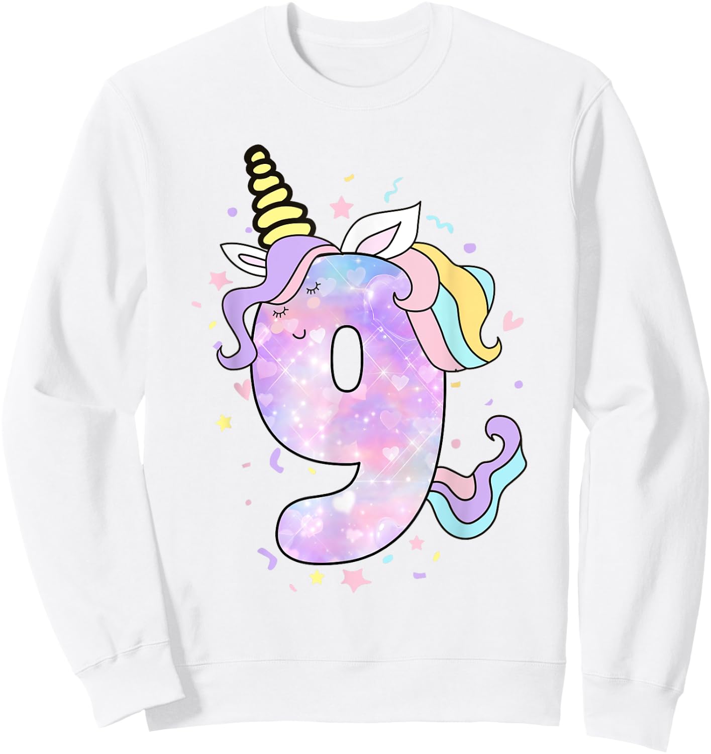Unicorn Birthday Shirts for Girls Outfit 9th Nine Year Old Sweatshirt - Sweatshirt | White