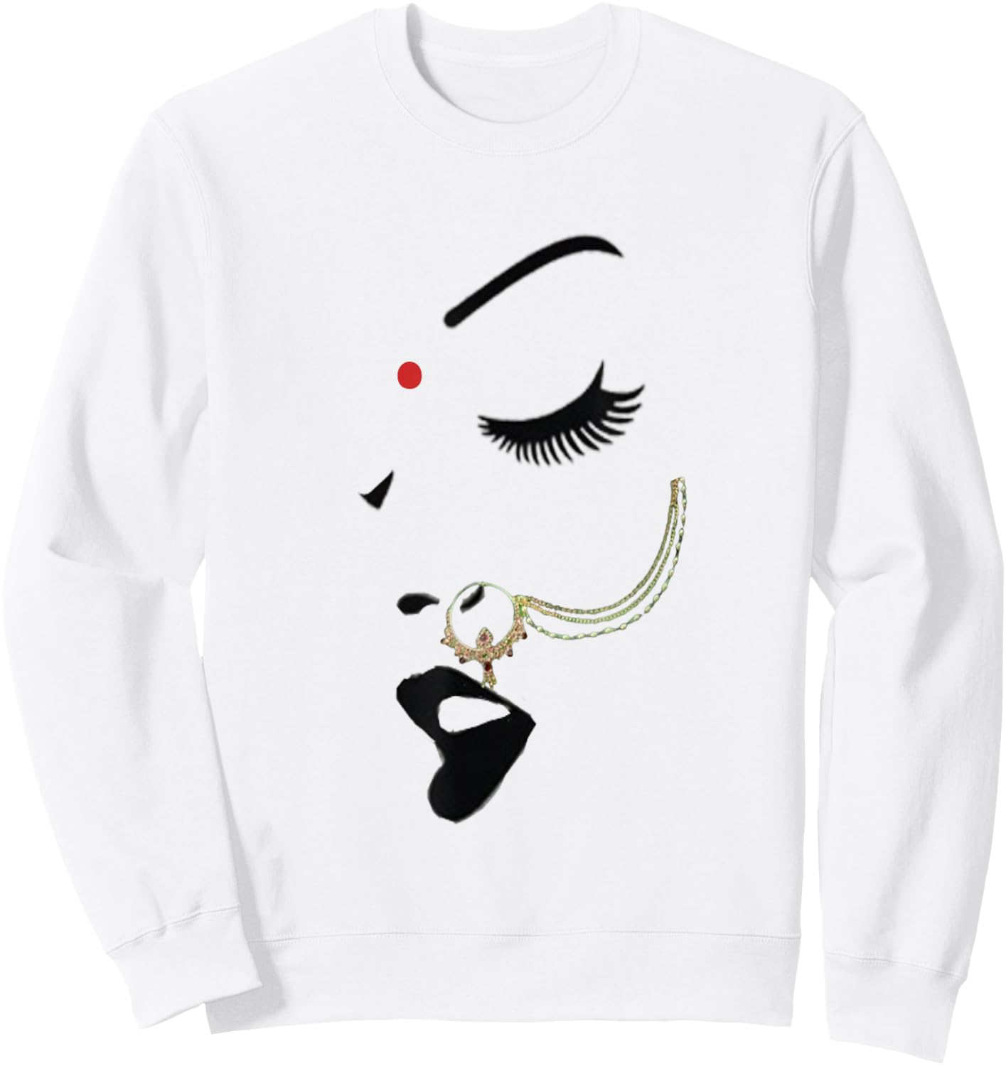 Indian desi Girl Nose Ring Bollywood Style Women Empowerment Sweatshirt - Sweatshirt | White