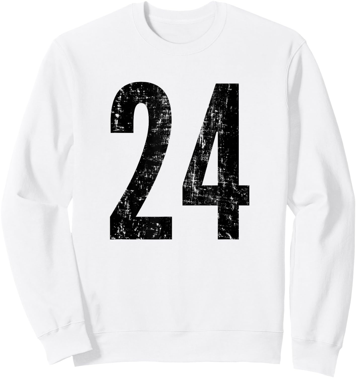 Number 24 Distressed Vintage Twenty Four Sports Practice Sweatshirt - Sweatshirt | White
