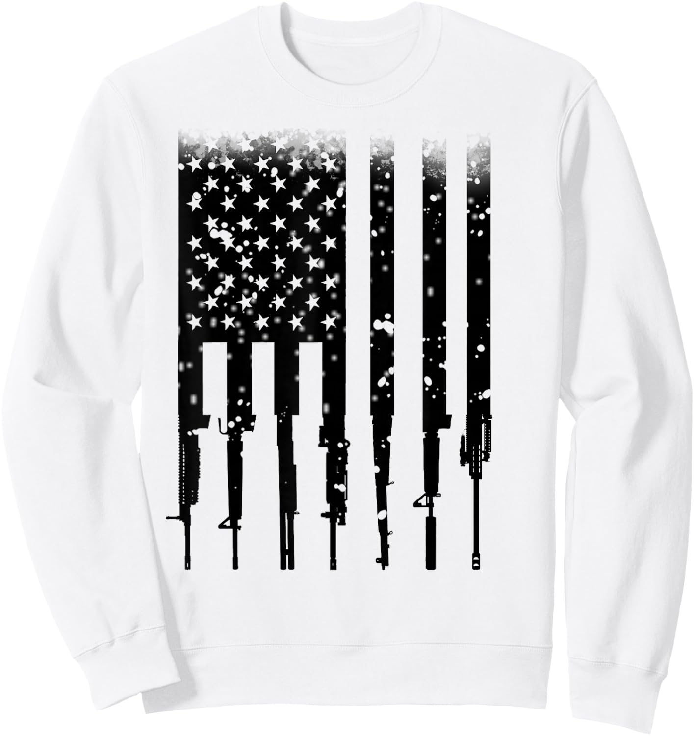 Home of the Brave Bullet Riddled American Rifle Flag - Men's Grey Small Classic Fit Short Sleeve Sweatshirt - Sweatshirt | White