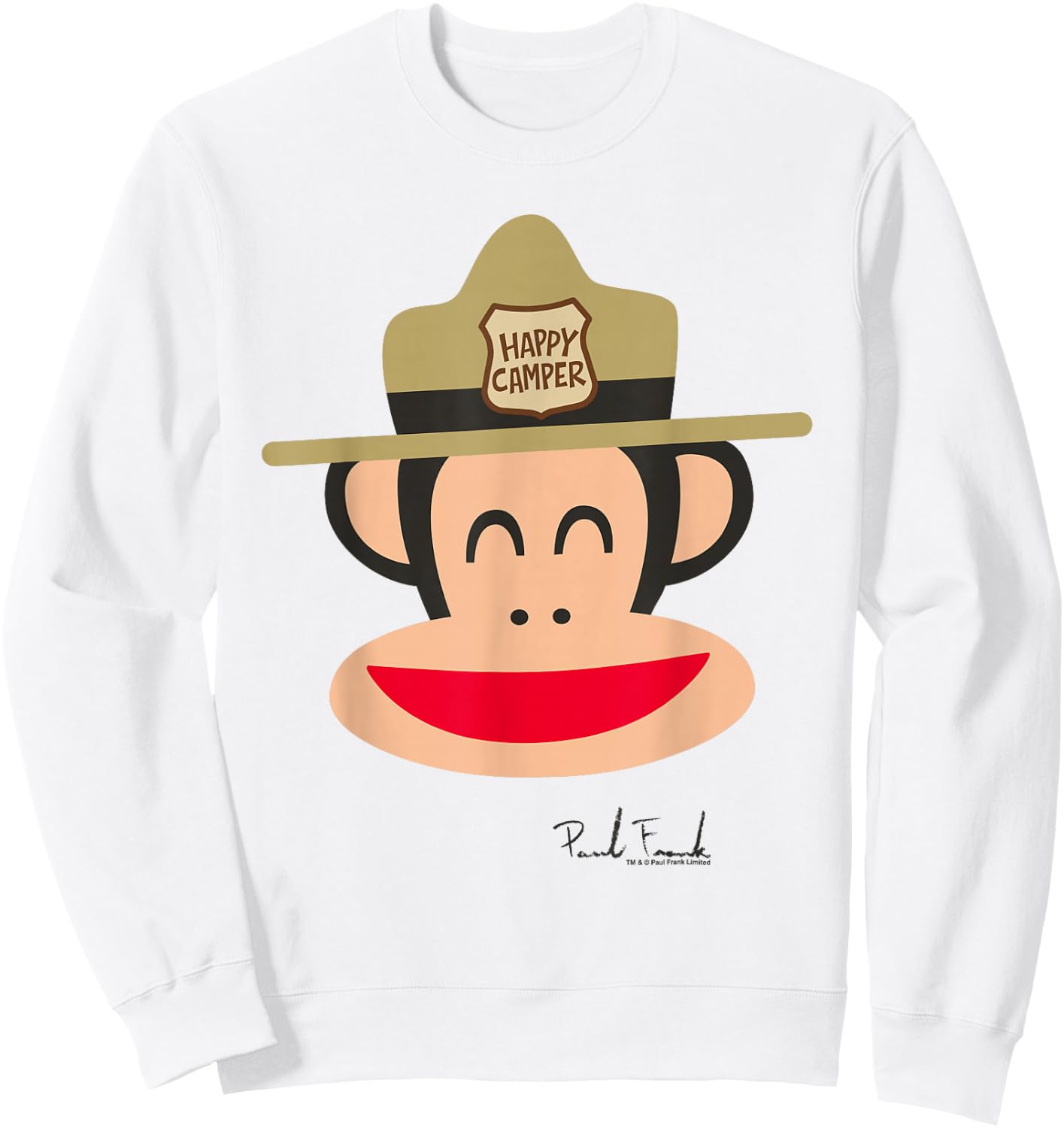 Paul Frank Julius The Monkey Happy Camper Park Ranger Hat Sweatshirt - Sweatshirt | White