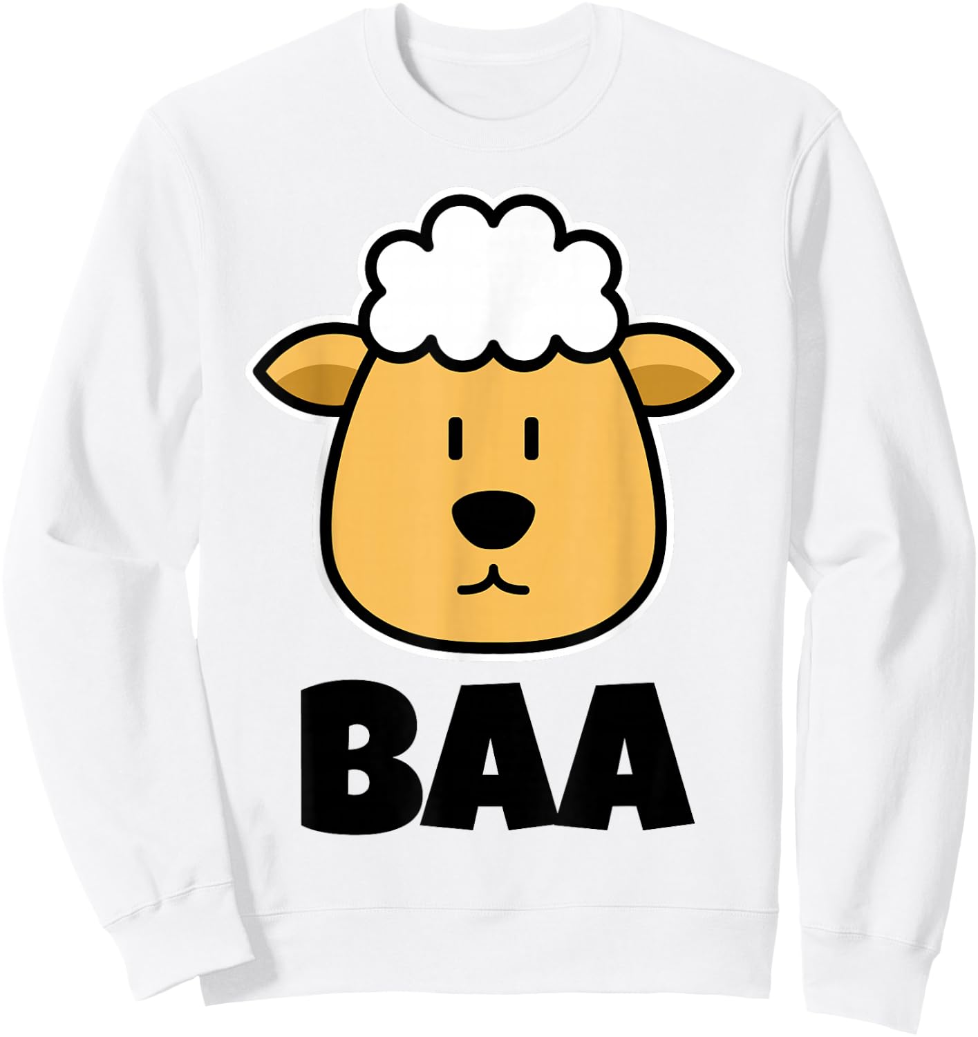BAA Cute Childrens Sheep Stuff for Kids | Cartoon Sheep Face Sweatshirt - Sweatshirt | White