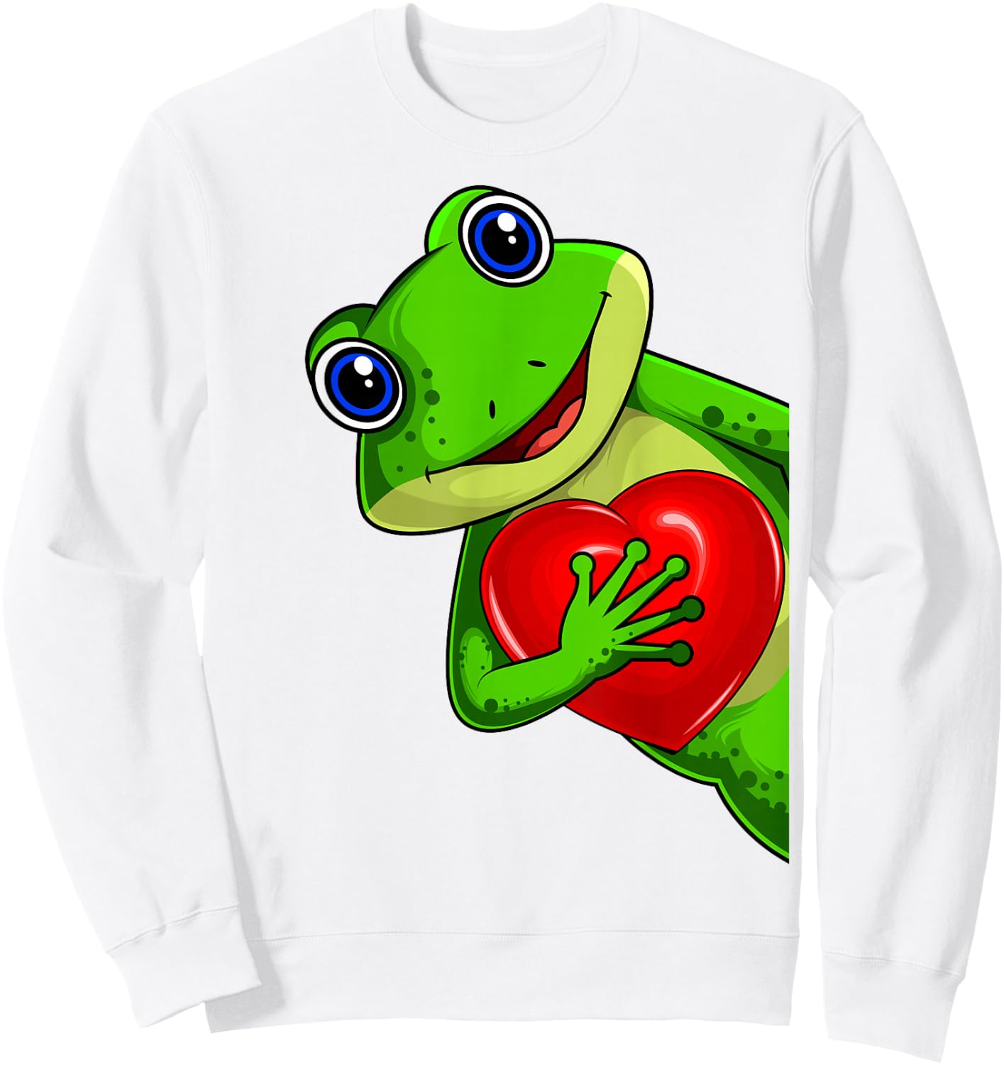Frog Women's Girls' Children's Frog , Green Sweatshirt - Sweatshirt | White