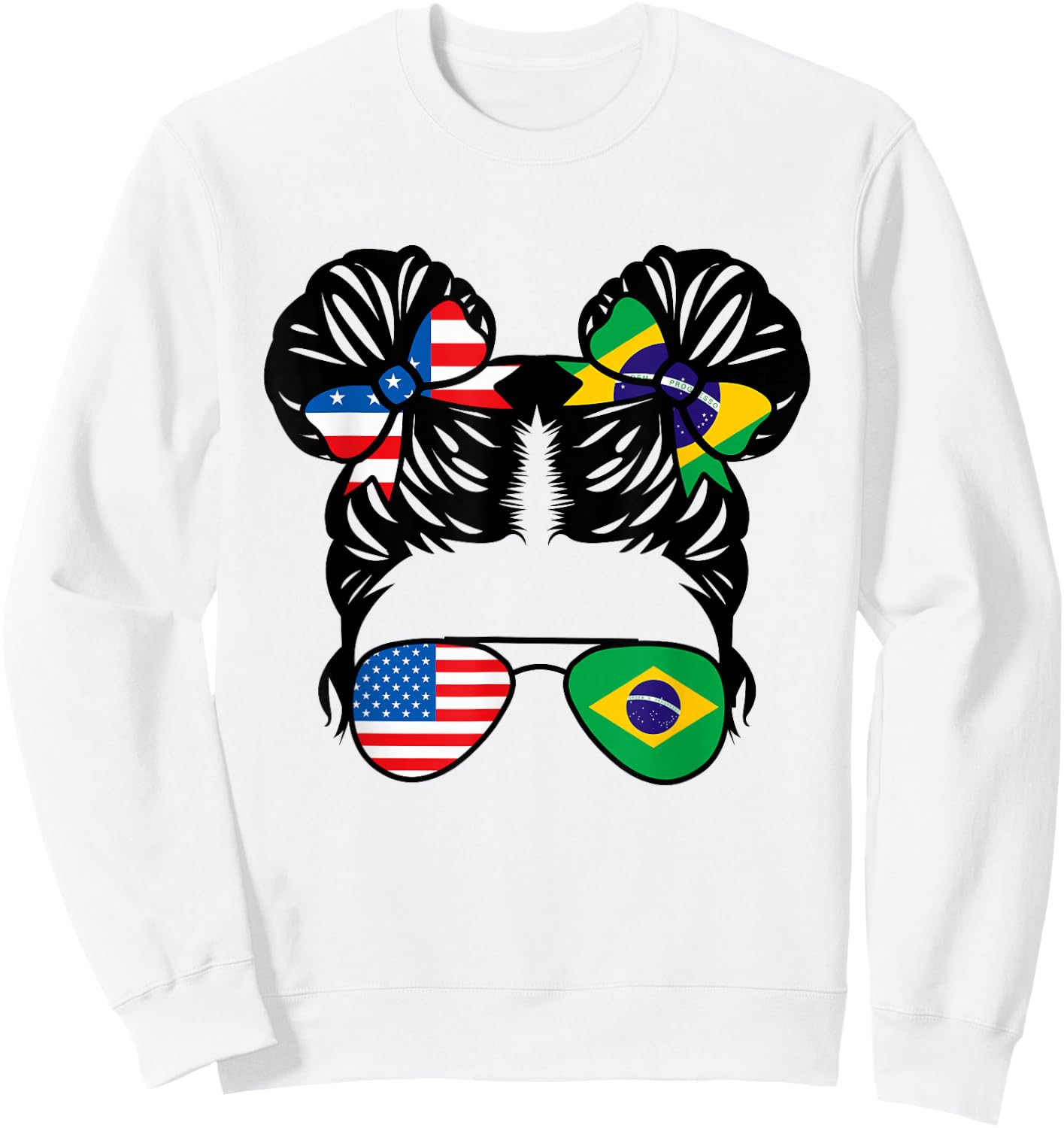 Half American Half Brazilian Girl USA Brazil Flag Patriot Small Sweatshirt - Sweatshirt | White