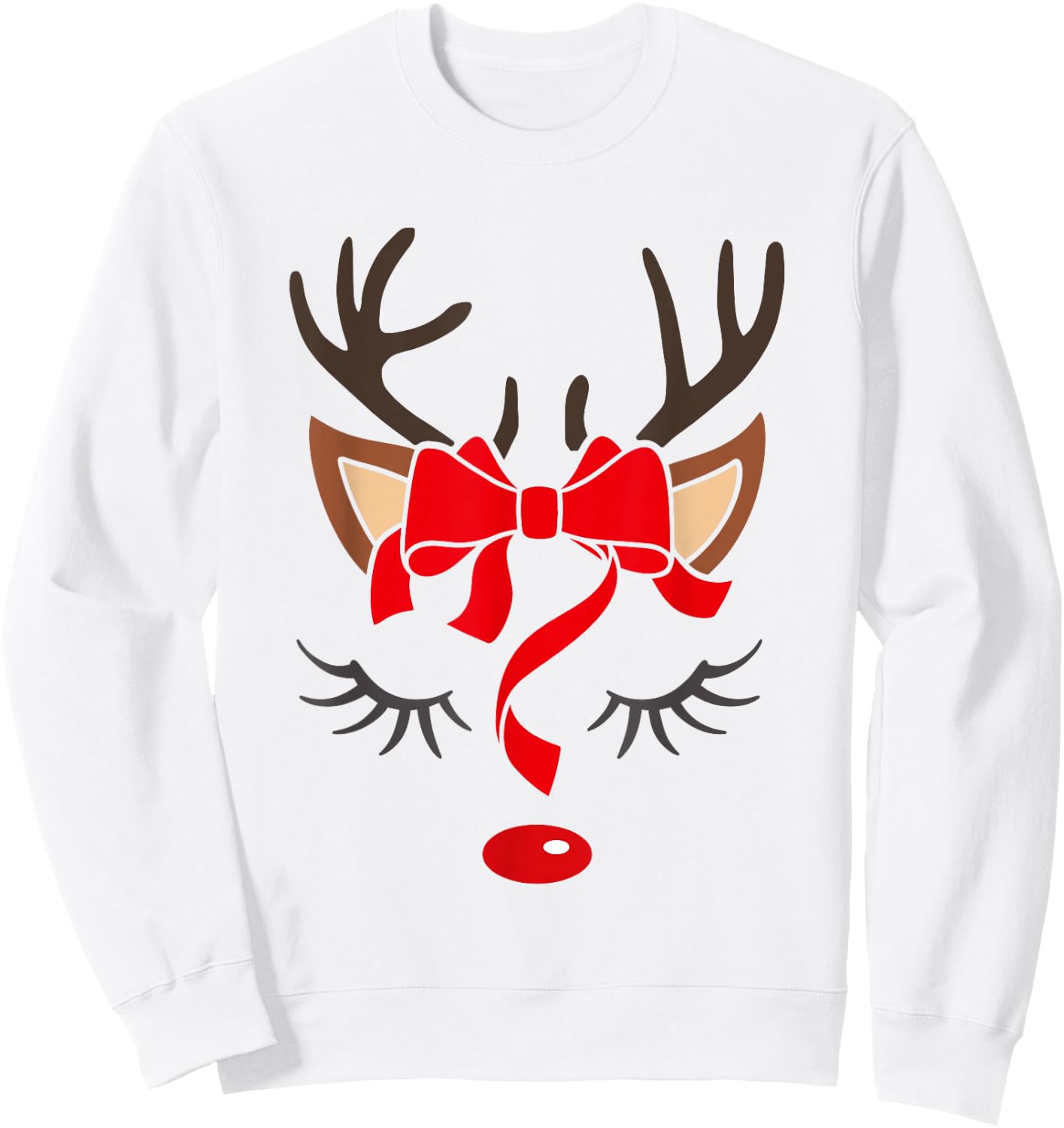 Reindeer Antlers Christmas Outfit Women Girls Kids Xmas Sweatshirt - Sweatshirt | White
