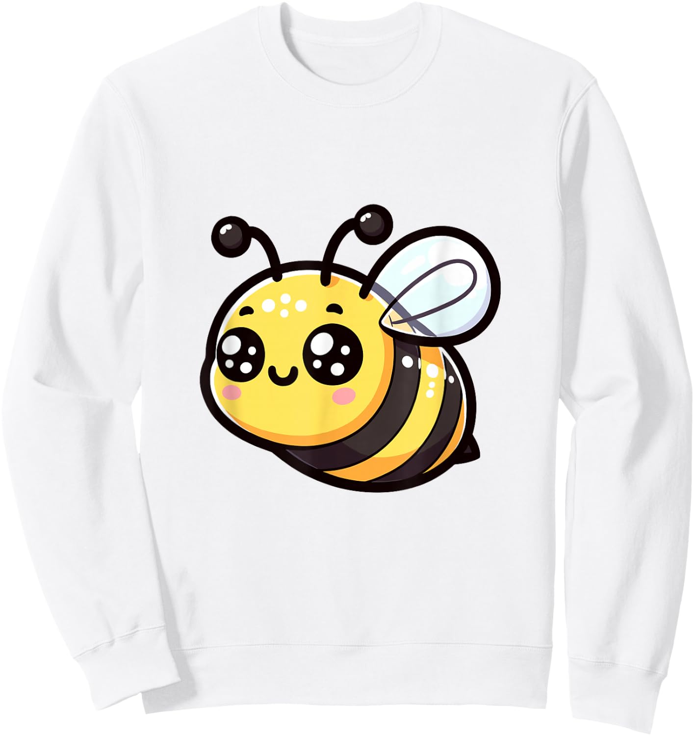 Joyful Cartoon Bee Cute Adorable Yellow Black Sweatshirt - Sweatshirt | White