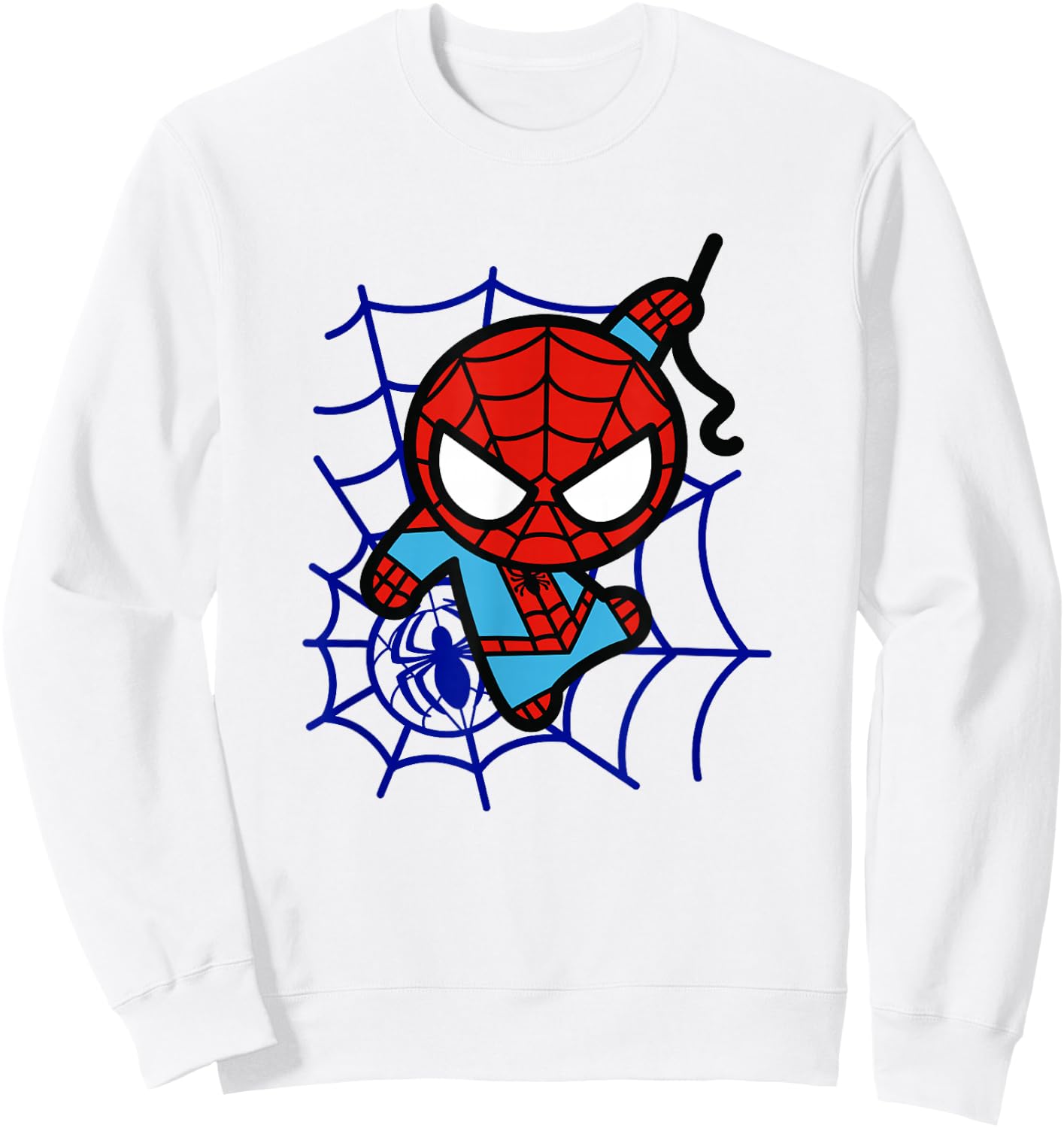 Marvel Kawaii Chibi Spider-Man Web Background Logo Sweatshirt - Sweatshirt | White