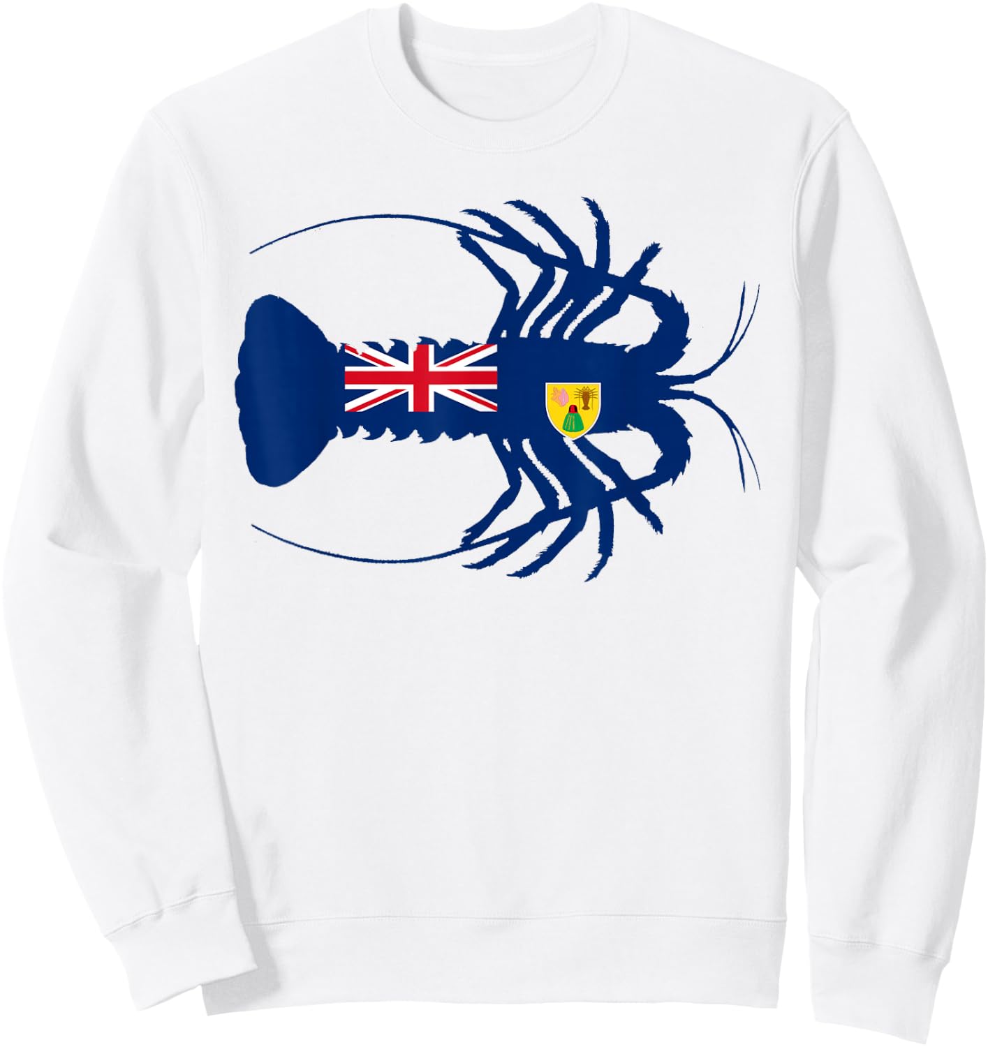Turks and Caicos Flag Caribbean Spiny Lobster Silhouette Sweatshirt - Sweatshirt | White