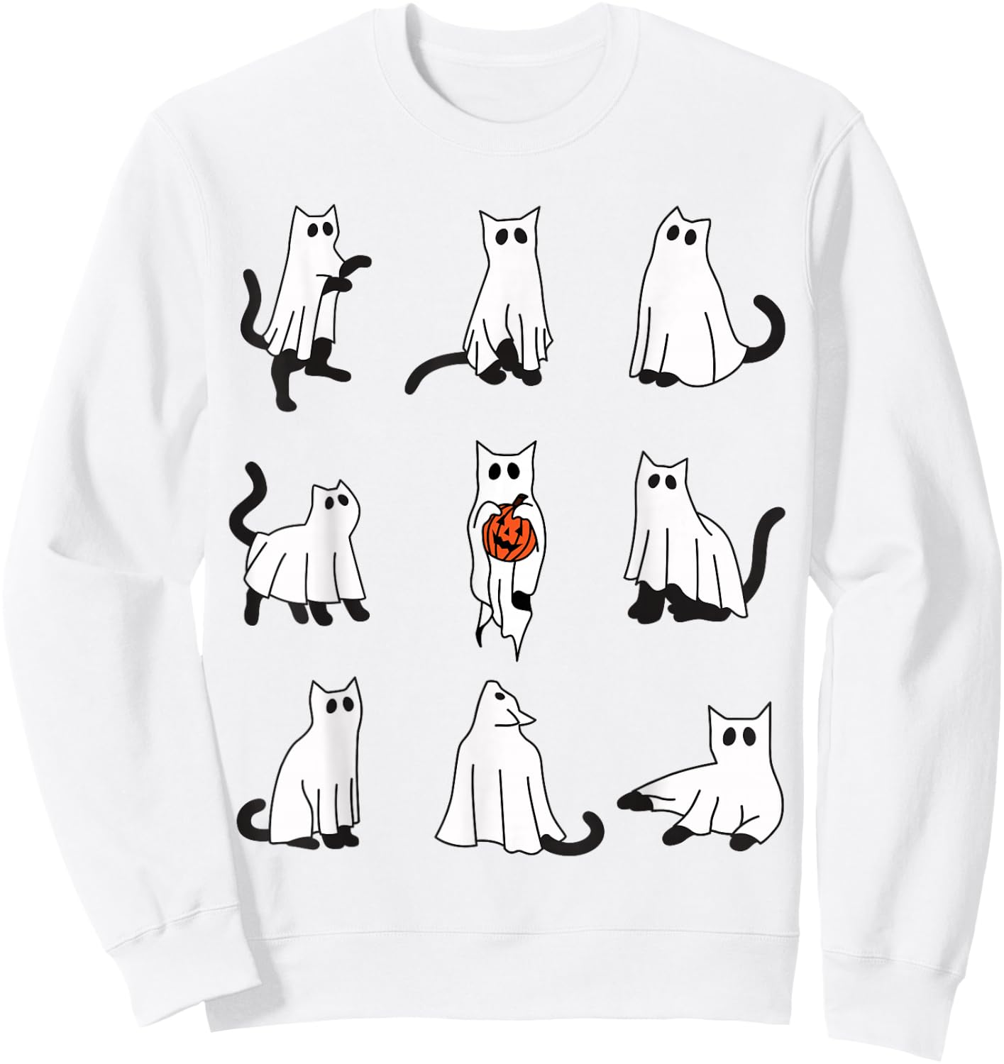Cute Ghost Cat Funny Halloween Cat Design ghost cat Women Kids Sweatshirt - Sweatshirt | White
