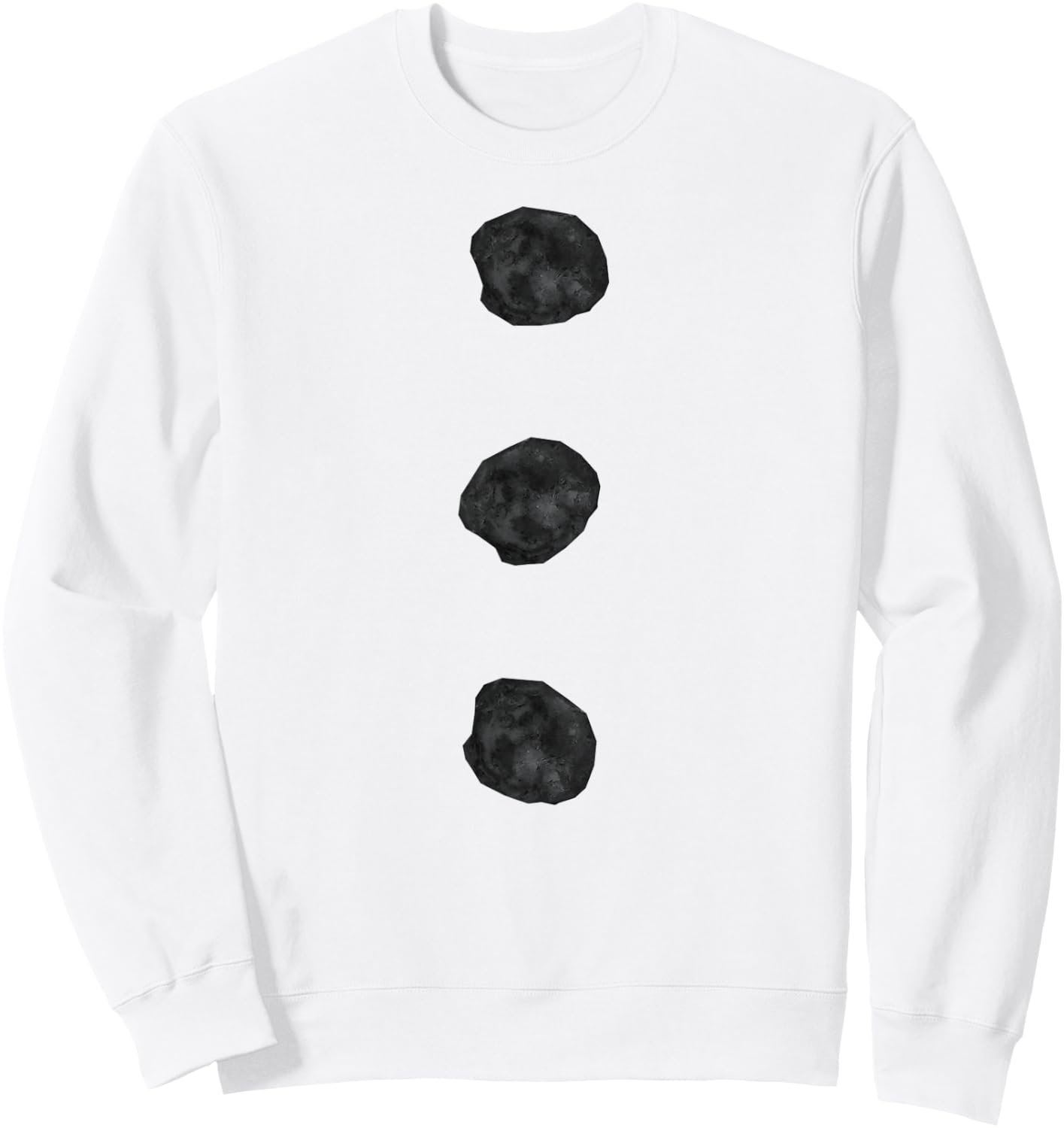 Snowman Costume Shirt Three Black Buttons on White Sweatshirt - Sweatshirt | White