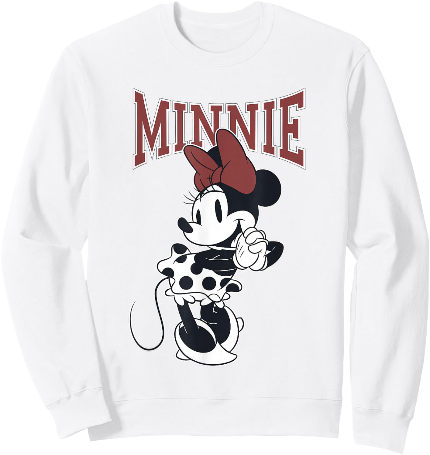 Disney Minnie Mouse Black & White Polka Dots Cute Pose Sweatshirt - Sweatshirt | White