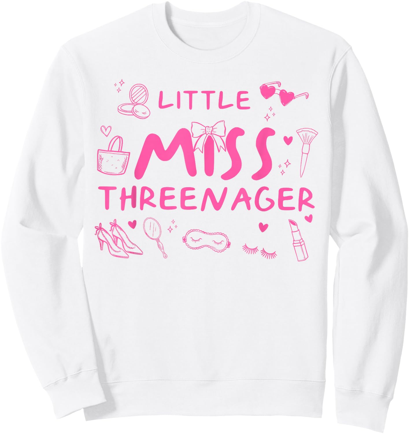 Little Miss Threenager 3rd Birthday Girl Outfit Cute Pink Sweatshirt - Sweatshirt | White