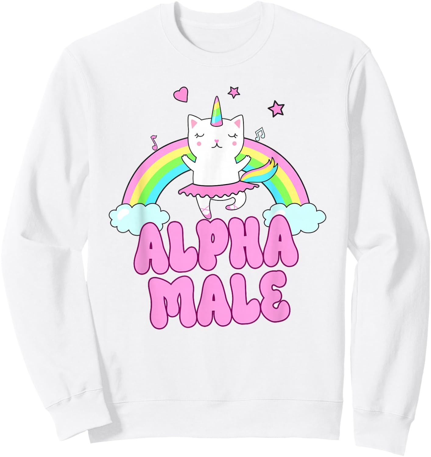 Alpha Male Unicorn Ironic Pink Funny Sarkastic Y2K Meme Sweatshirt - Sweatshirt | White