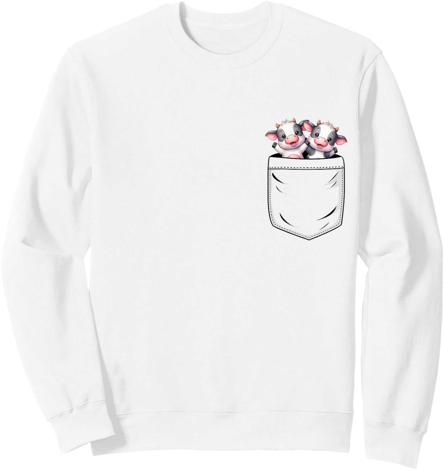 Cow Lovers Cute Funny Cow In Pocket Sweatshirt - Sweatshirt | White