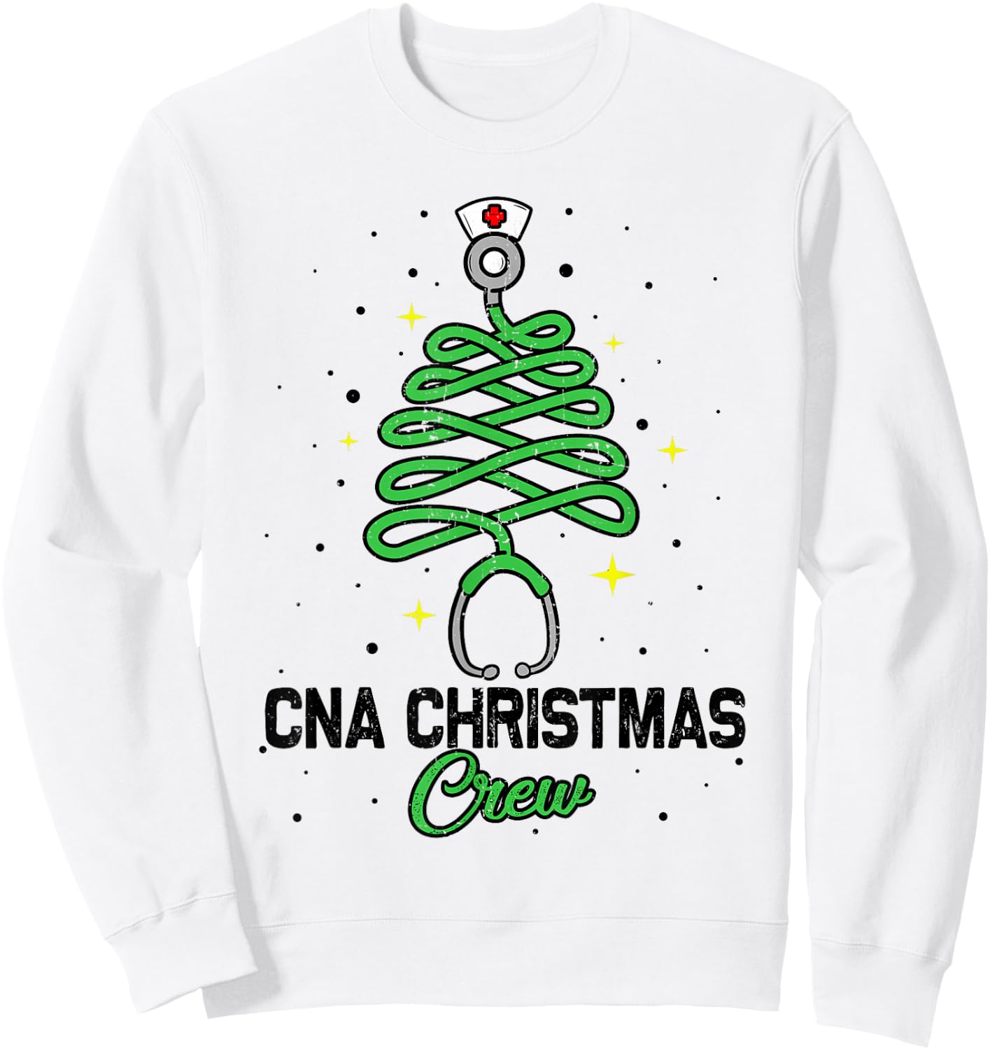 CNA Christmas Crew Cute Christmas Tree Xmas Lights Nurse Sweatshirt - Sweatshirt | White