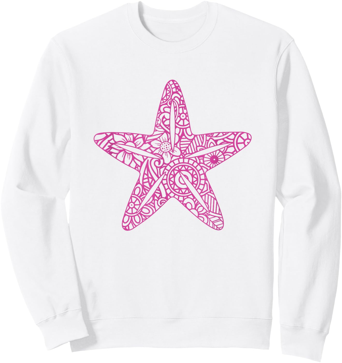 Mandala Starfish Flower Ocean Sea Summer Cute Floral Beach Sweatshirt - Sweatshirt | White
