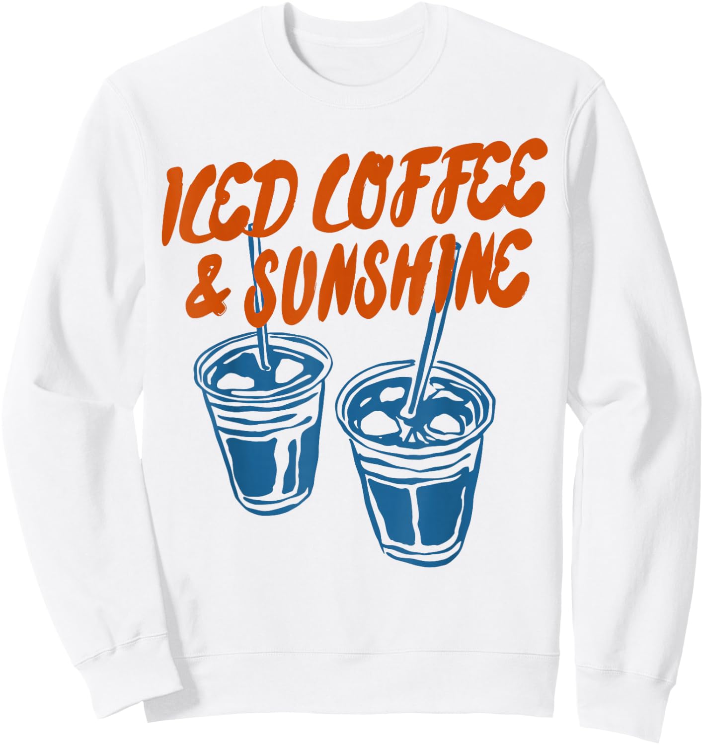 Iced Coffee and Sunshine Retro Graphic Summer Vibes Sweatshirt - Sweatshirt | White