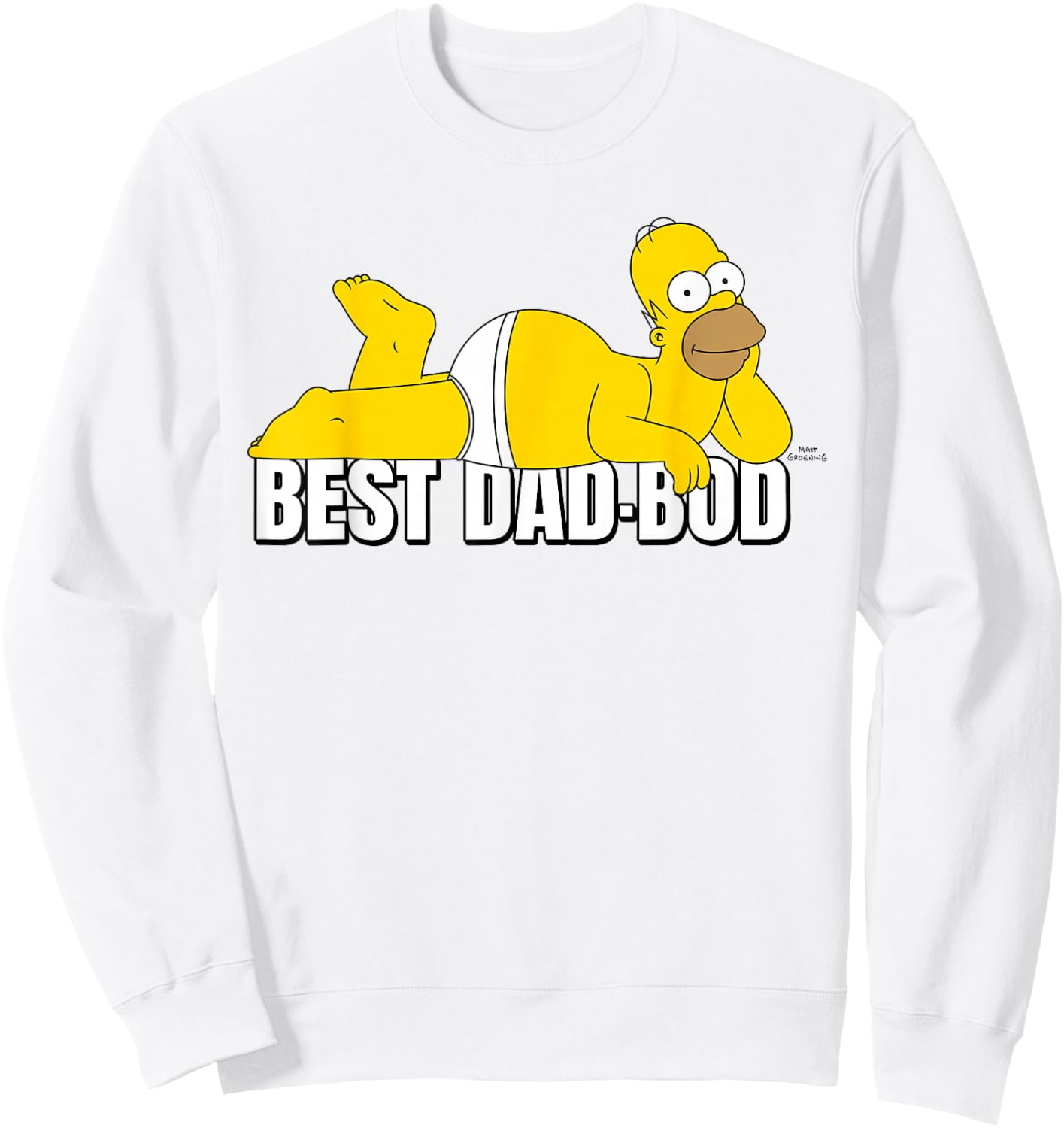 The Simpsons Father's Day Best Dad-BOD Homer Laying Down Sweatshirt - Sweatshirt | White