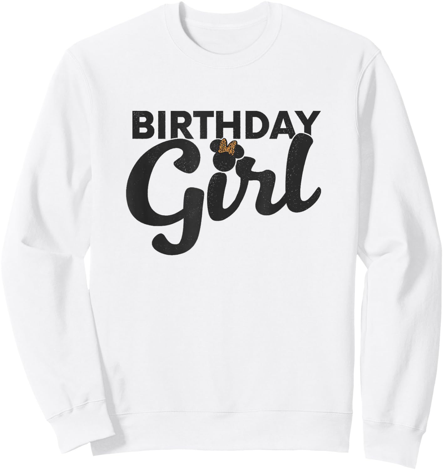 Disney Minnie Mouse Birthday Girl Cute Leopard Bow Sweatshirt - Sweatshirt | White