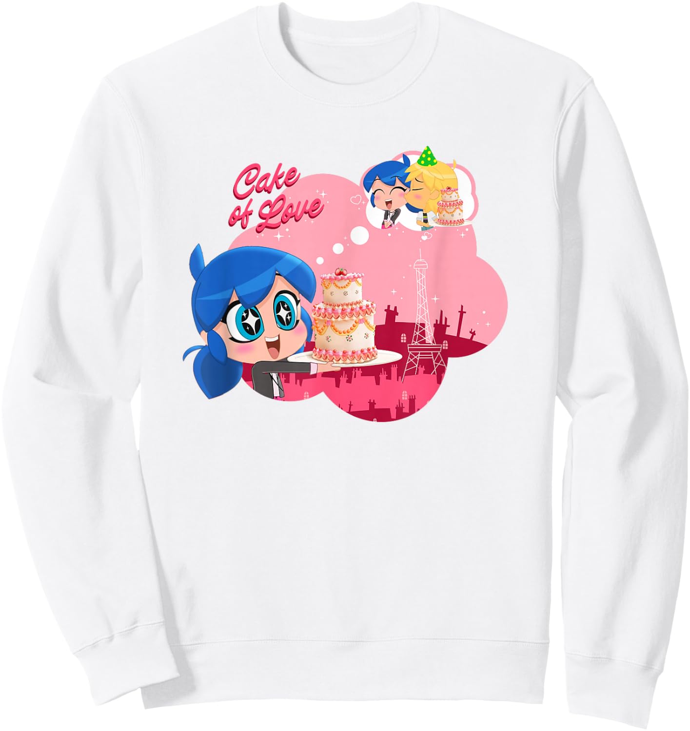 Miraculous Ladybug Chibi Cake of Love Sweatshirt - Sweatshirt | White