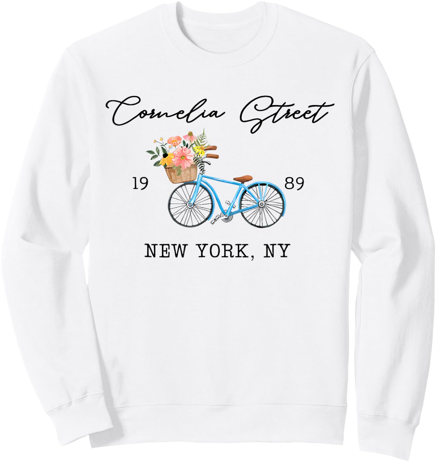 Cornelia Floral Street Bike New City York Women Sweatshirt - Sweatshirt | White