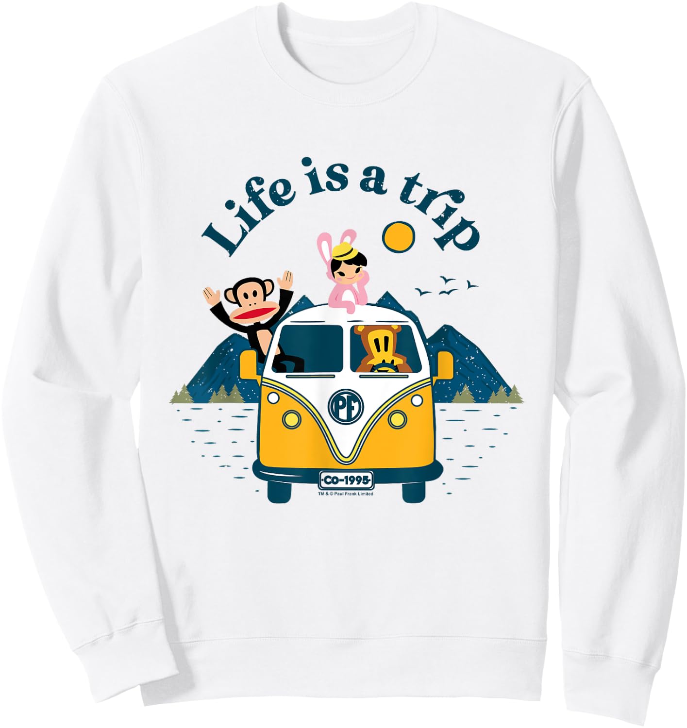 Paul Frank Julius & Co Life Is A Trip Camper Sweatshirt - Sweatshirt | White