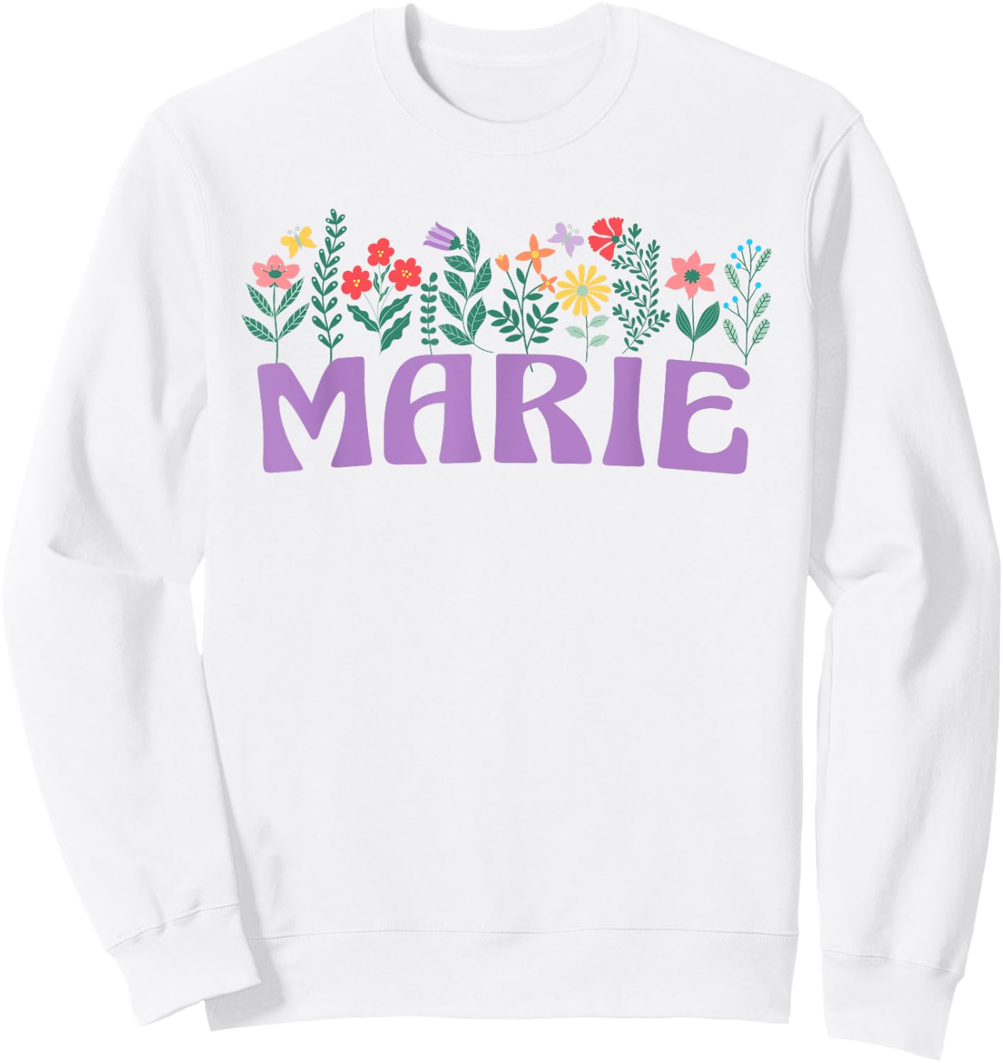 Wildflower Women's Floral Marie First Name Mother's Day Sweatshirt - Sweatshirt | White